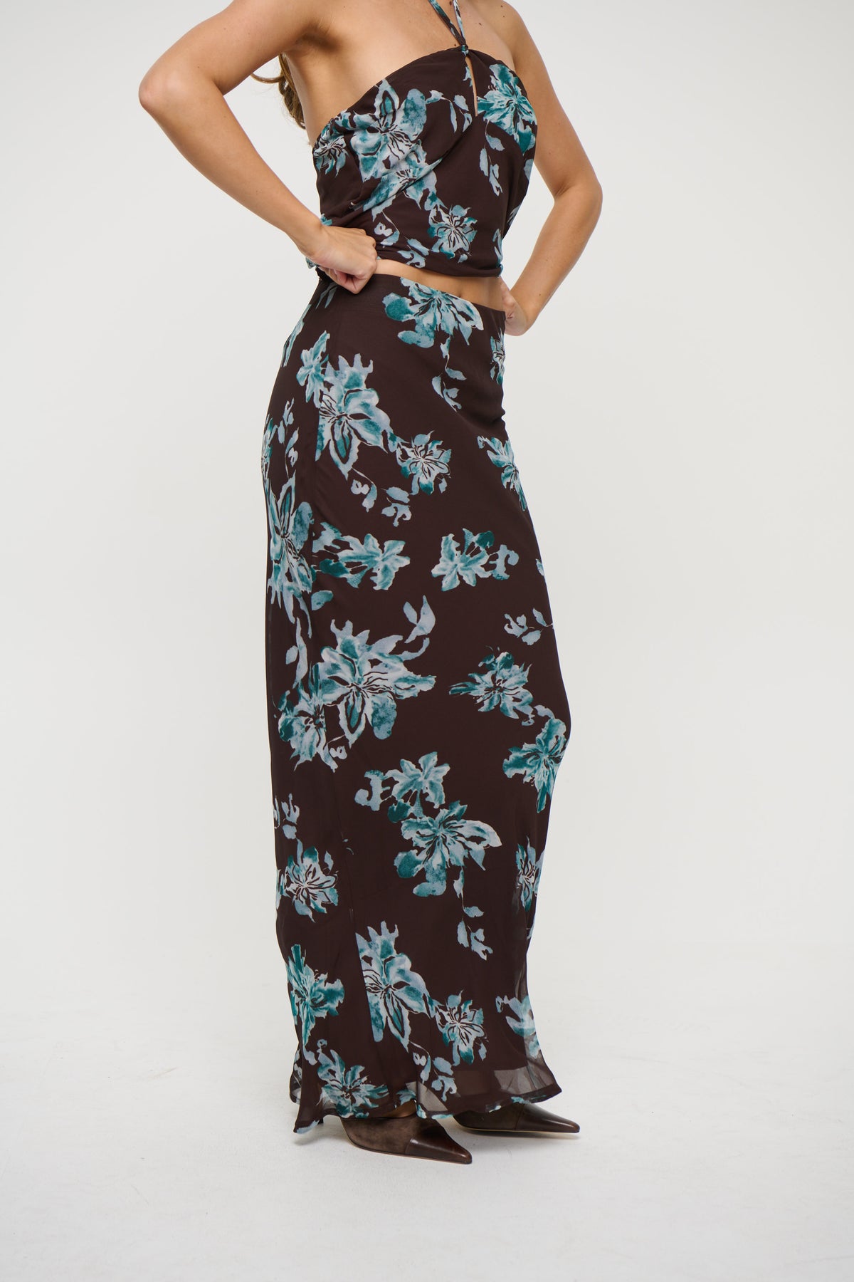Chloe Floral Skirt Chocolate - FINAL SALE
