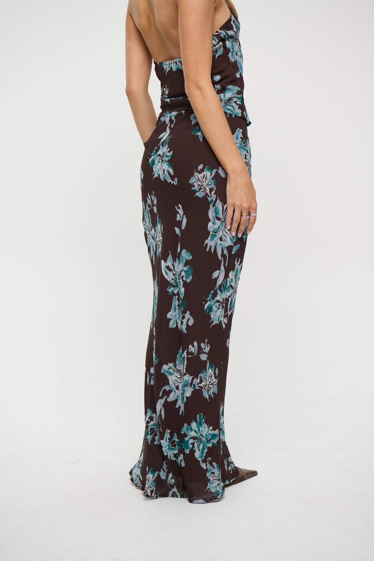 Chloe Floral Skirt Chocolate - FINAL SALE