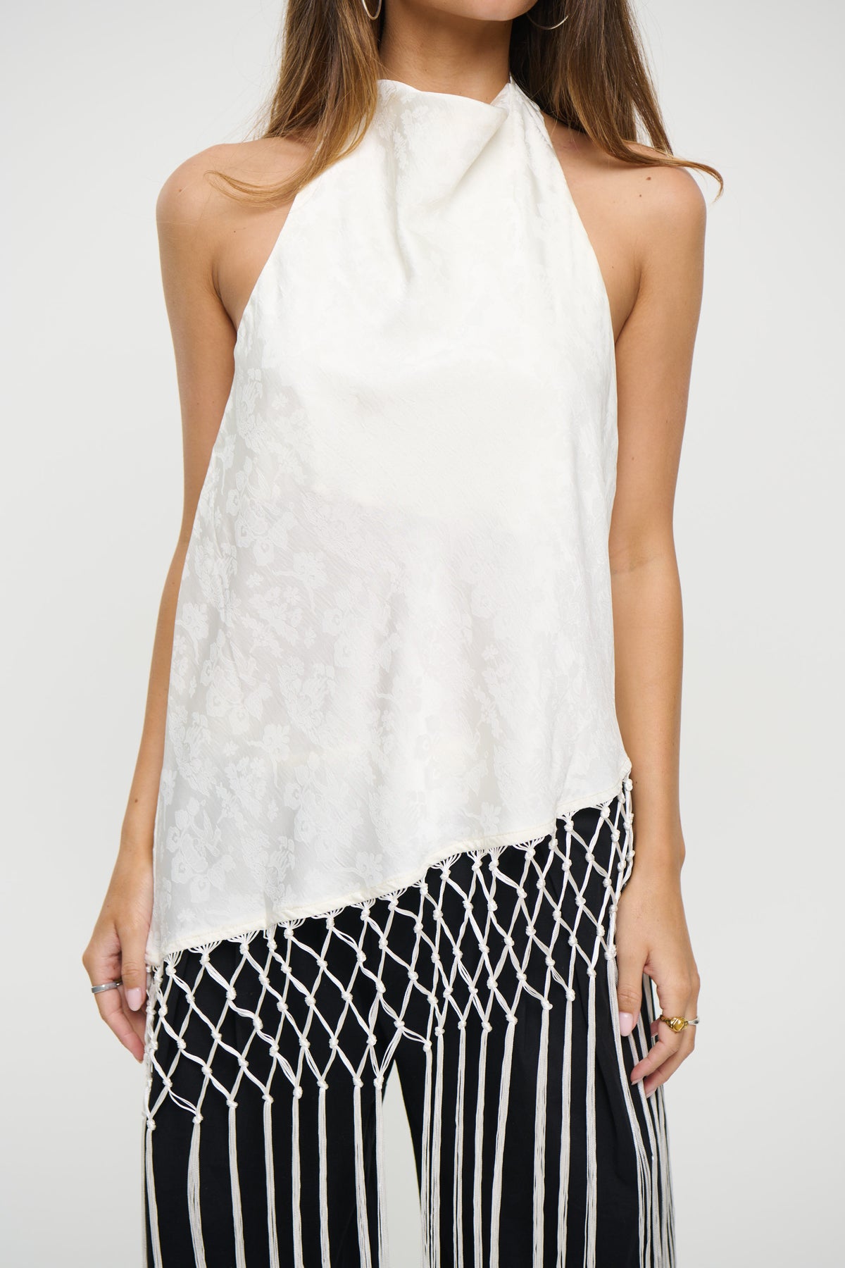 Yasmina Fringe Top Ivory