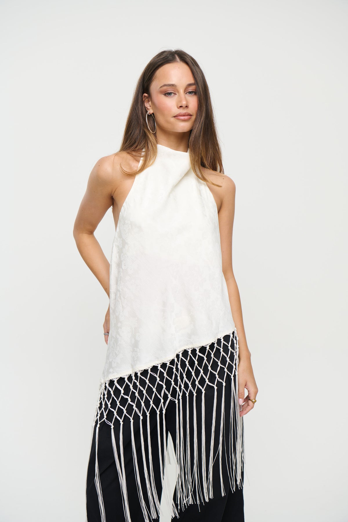 Yasmina Fringe Top Ivory
