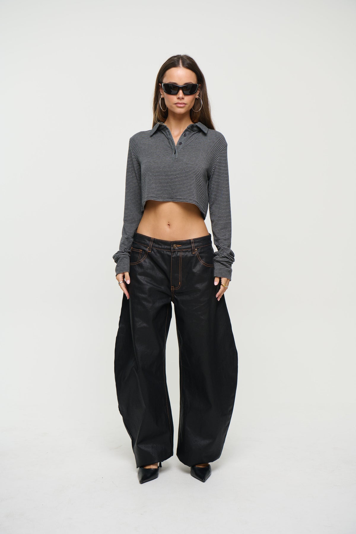 Seren Top Grey Stripe