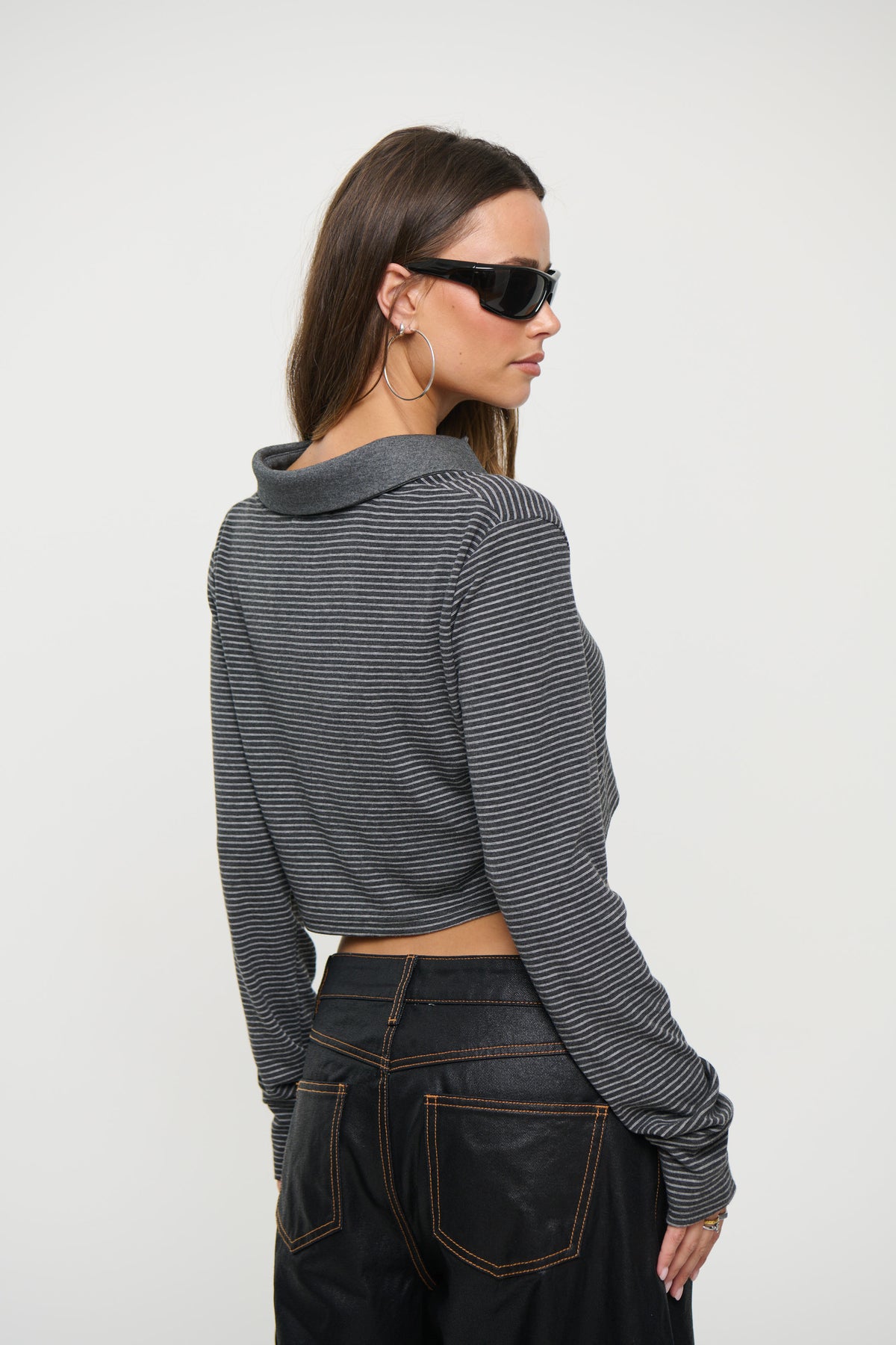 Seren Top Grey Stripe