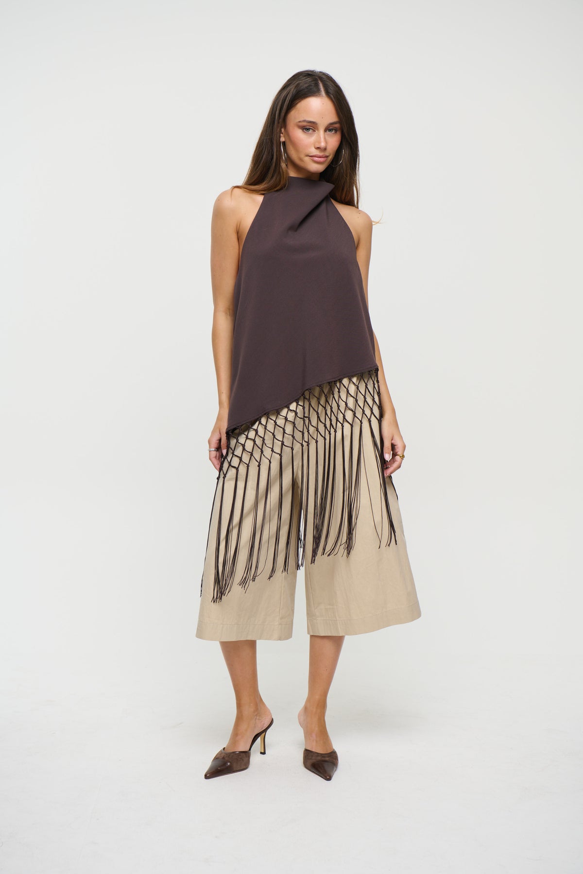 Alicia Fringe Top Chocolate
