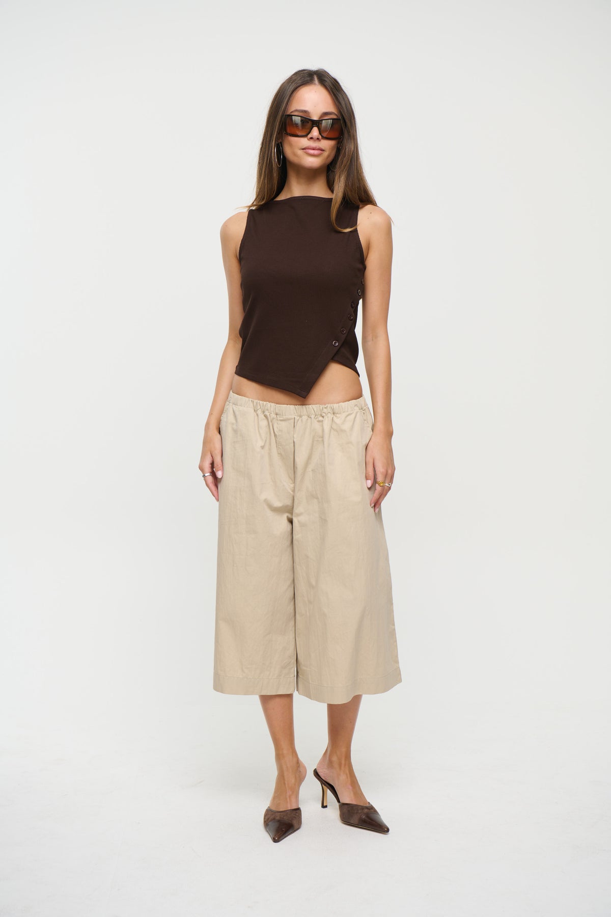 Mia Ribbed Top Chocolate