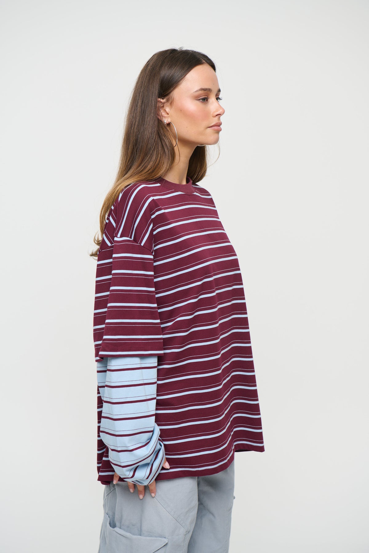 Bottega Shirt Burgundy Sky Stripe