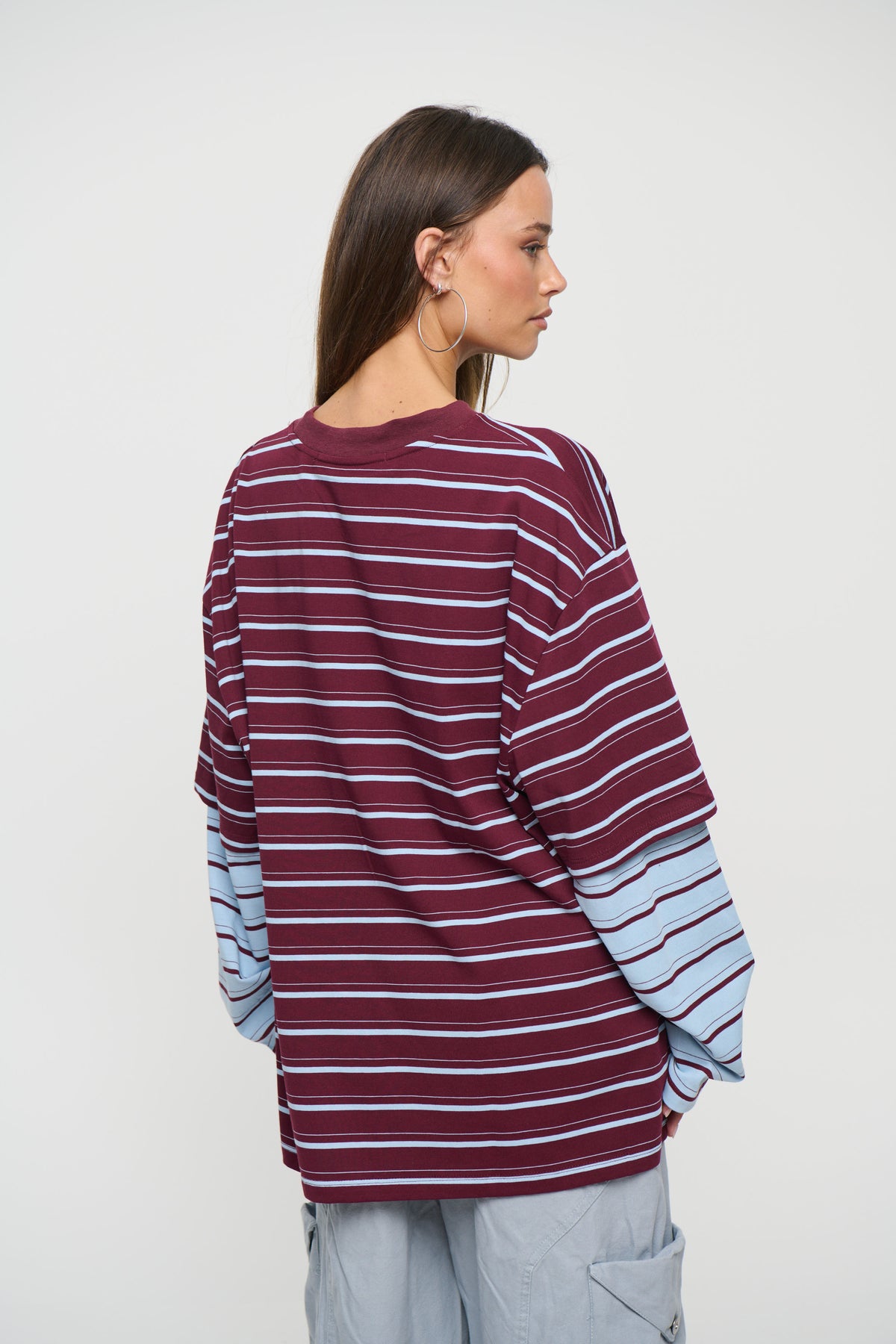 Bottega Shirt Burgundy Sky Stripe