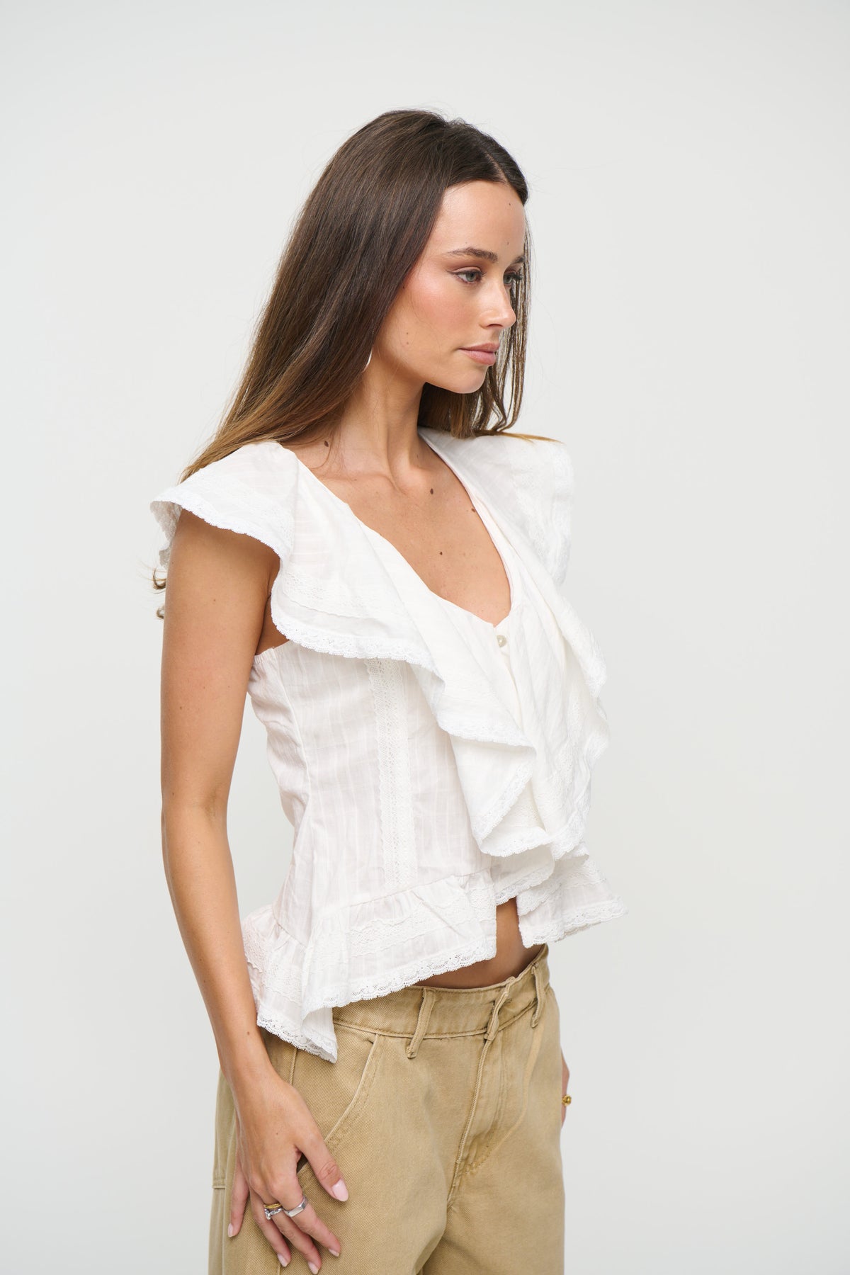 Dainty Lace Trim Top White
