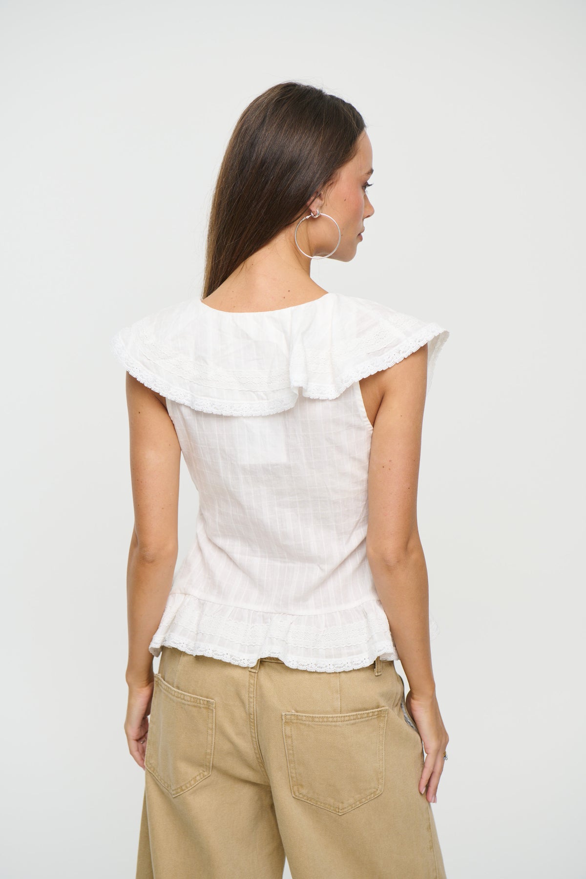 Dainty Lace Trim Top White