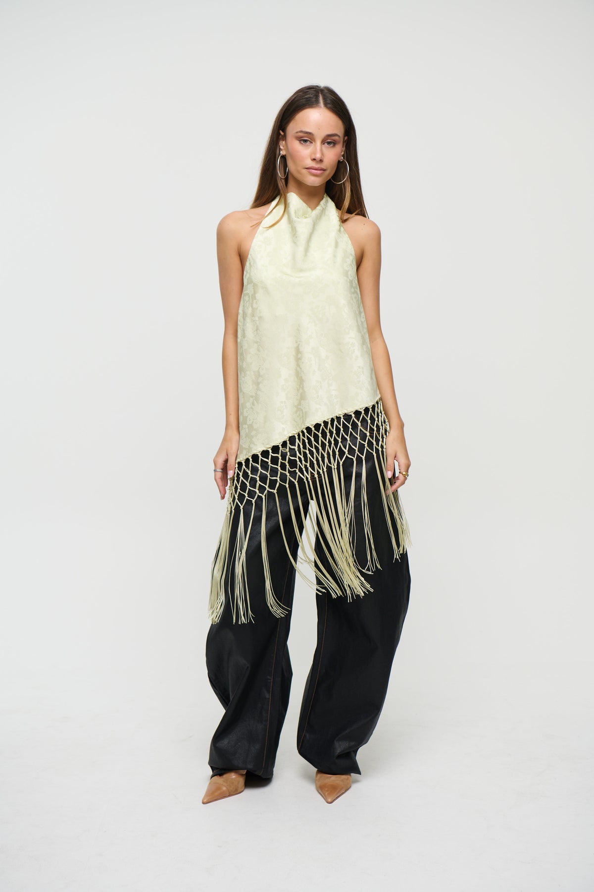 Yasmina Fringe Top Sage