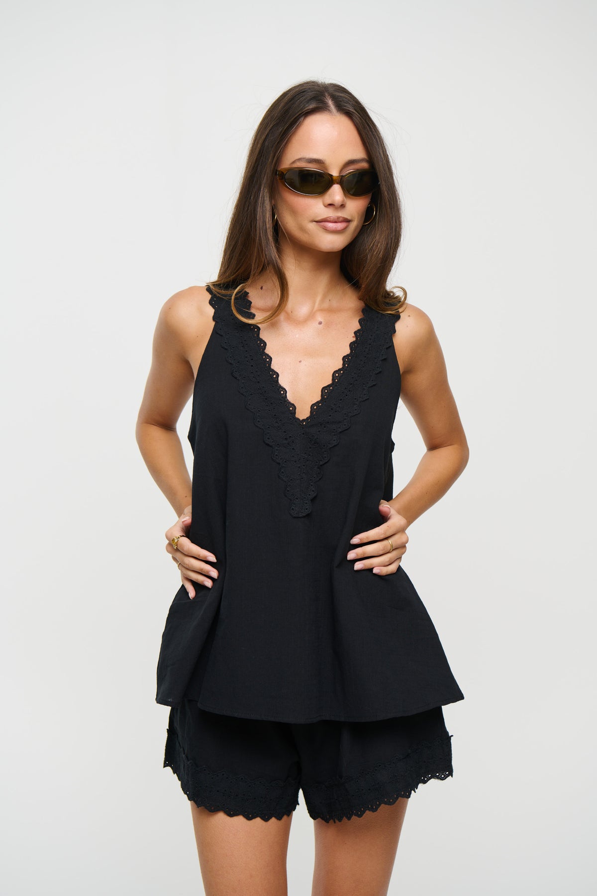 Madeline Lace Trim Set Black