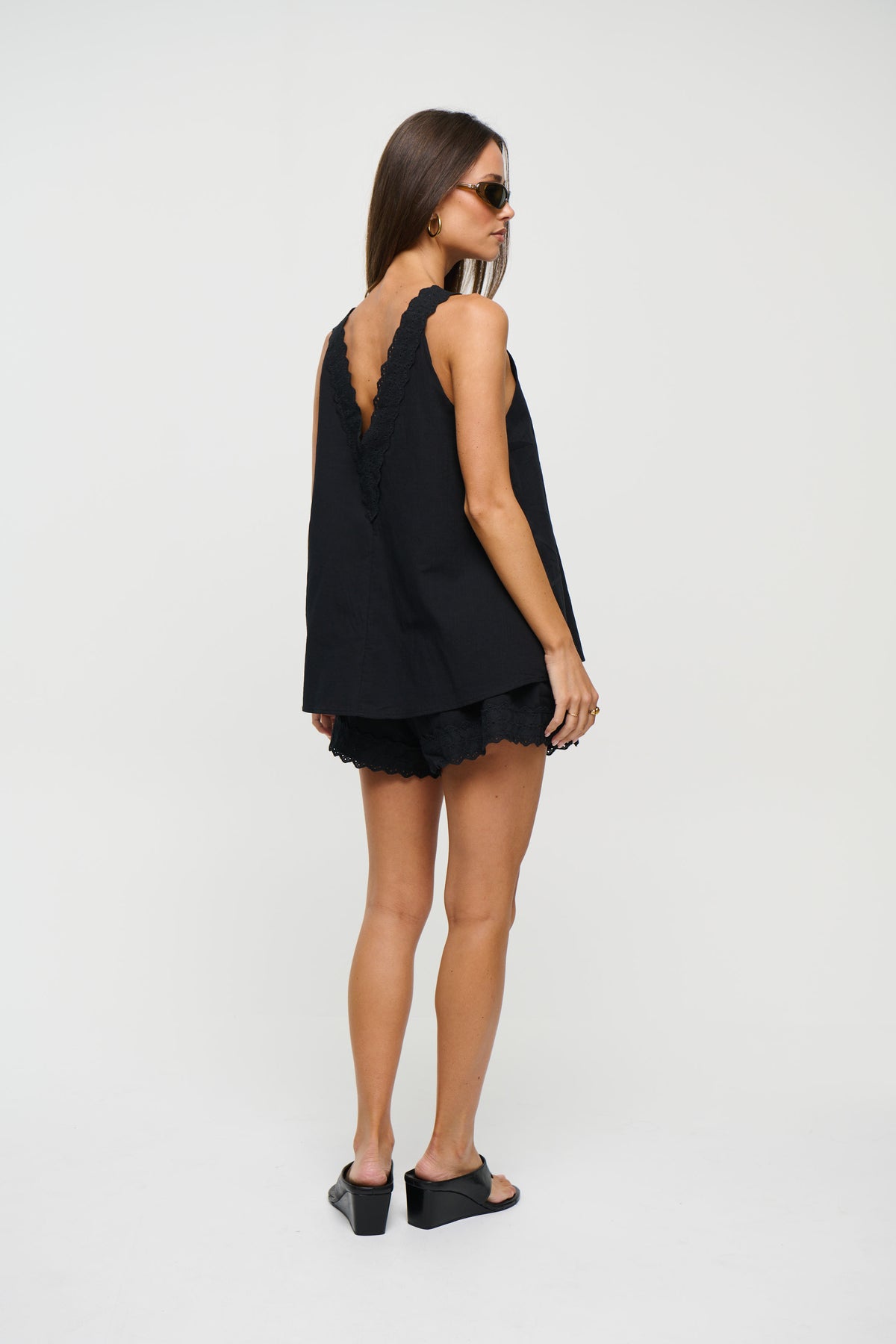 Madeline Lace Trim Set Black