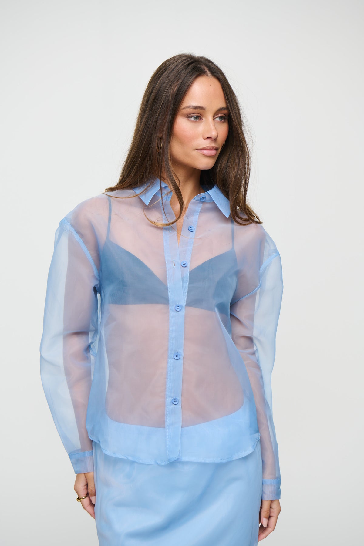 Luiza Sheer Funnel Neck Sky