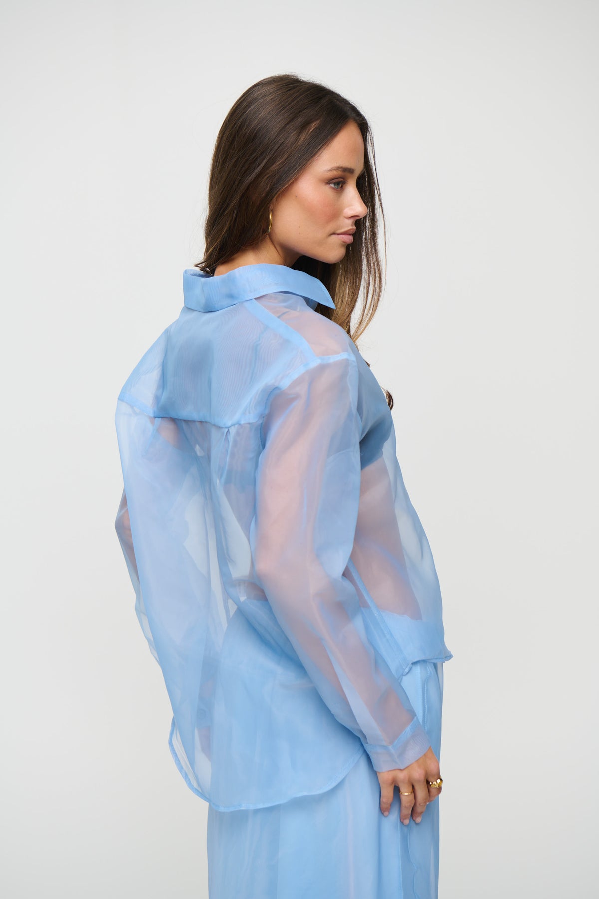 Luiza Sheer Funnel Neck Sky
