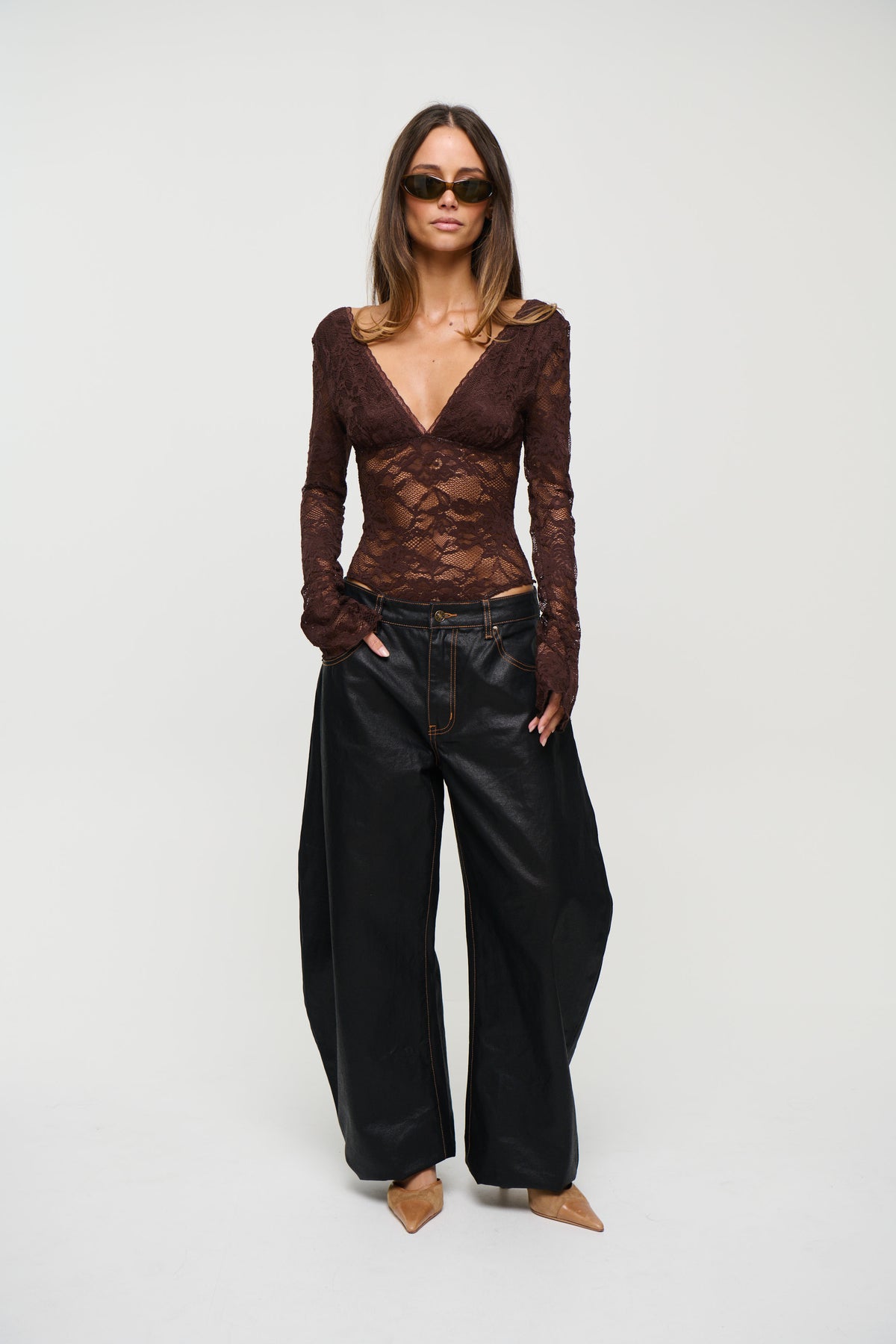 Elle Lace Bodysuit Coffee