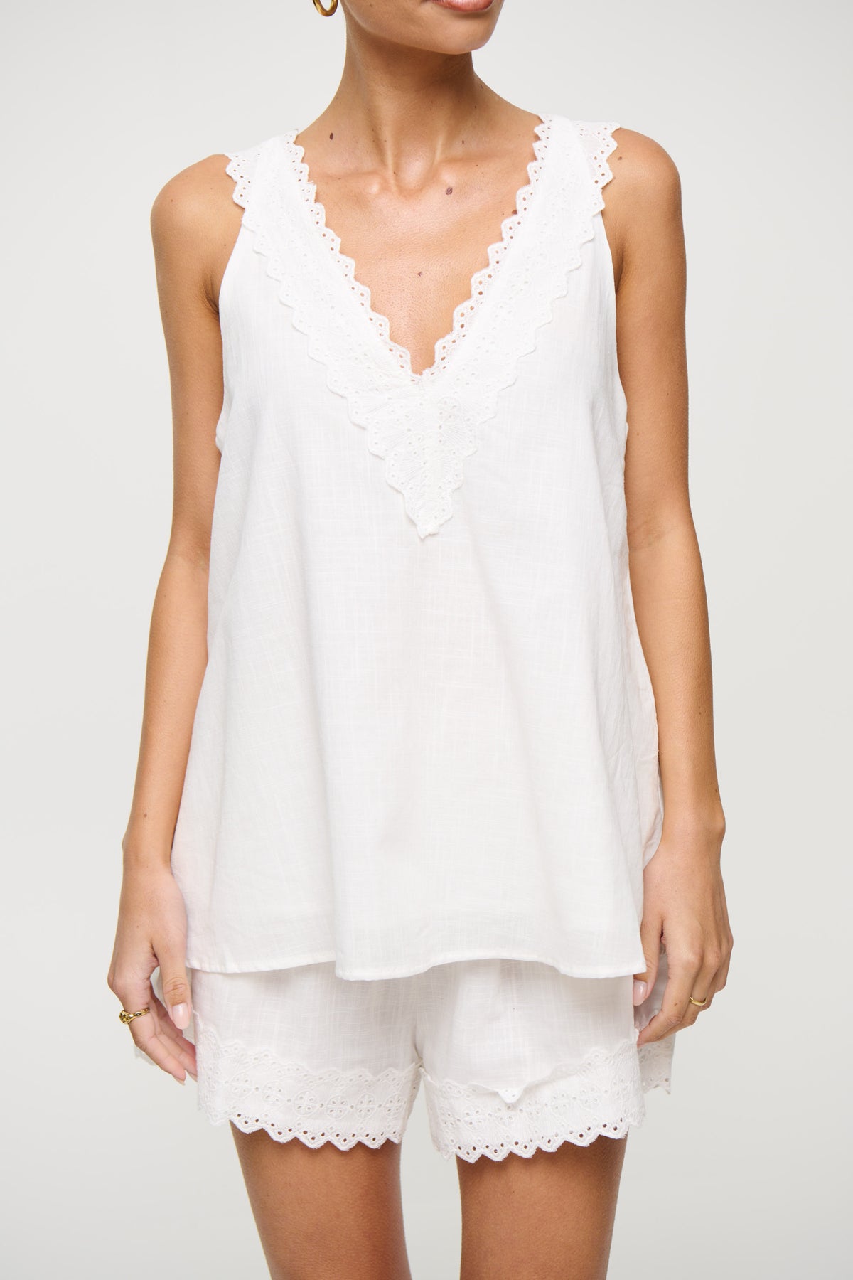 Madeline Lace Trim Set White