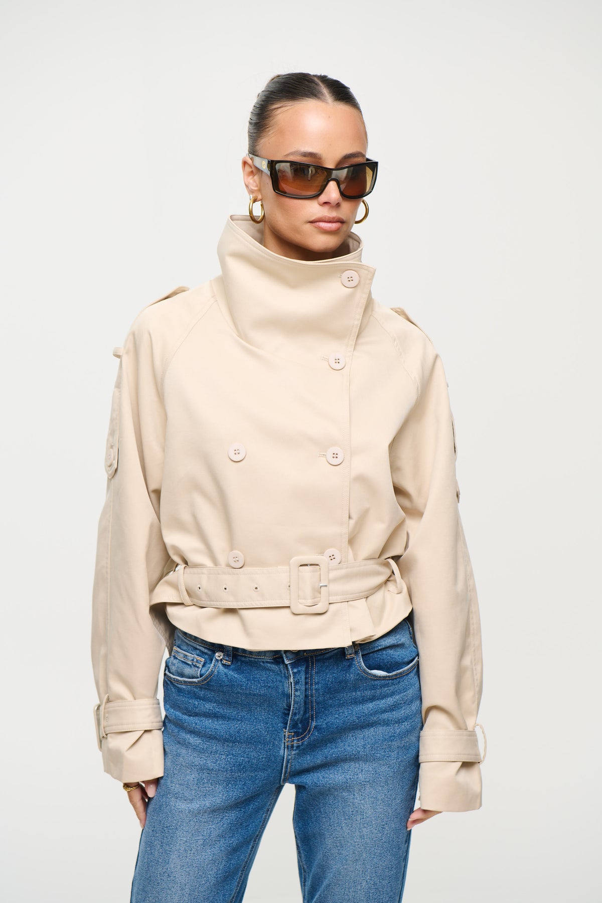 Blanc Cropped Trench Cream