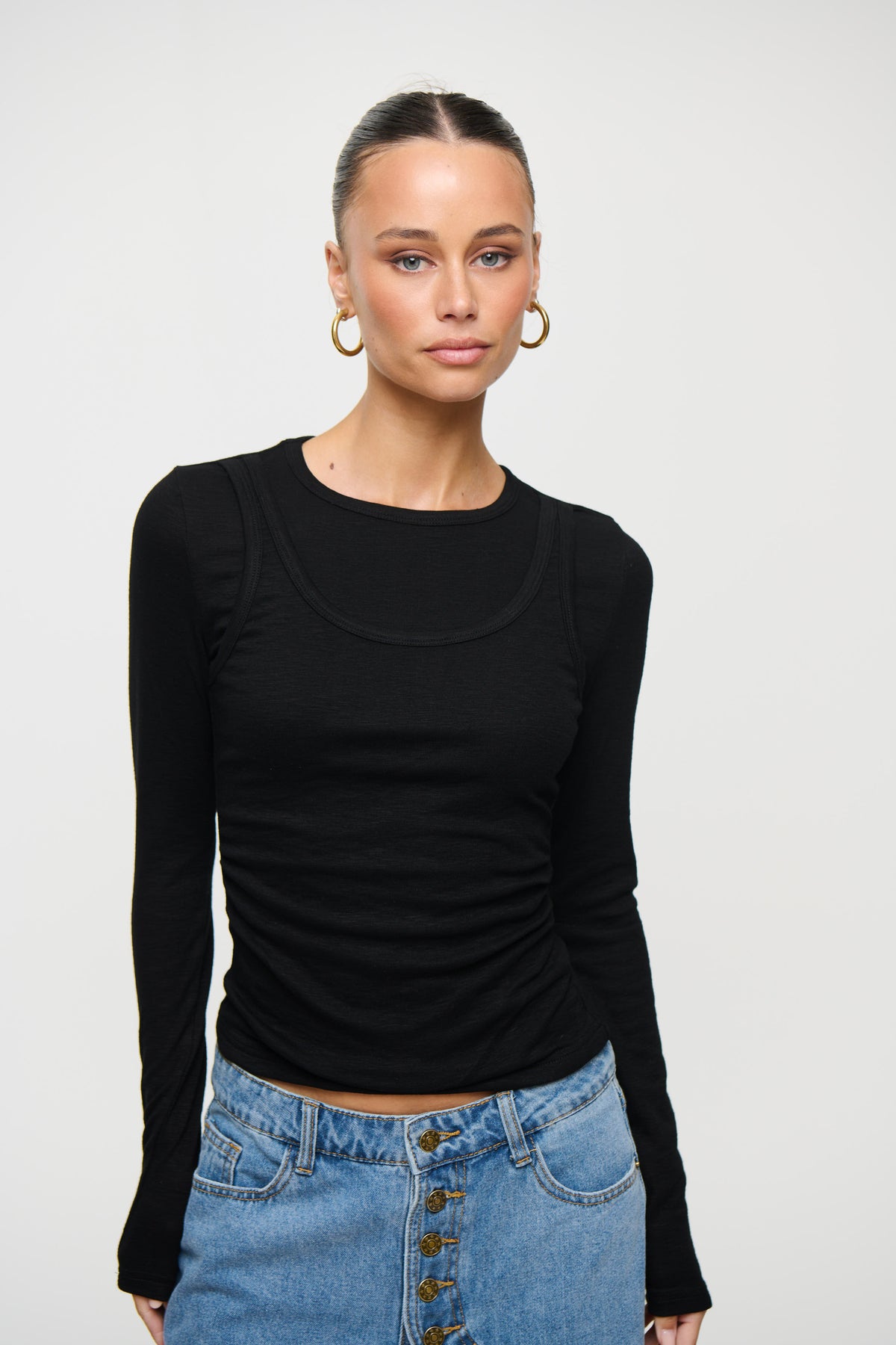 Cristina Layered Long Sleeve Black