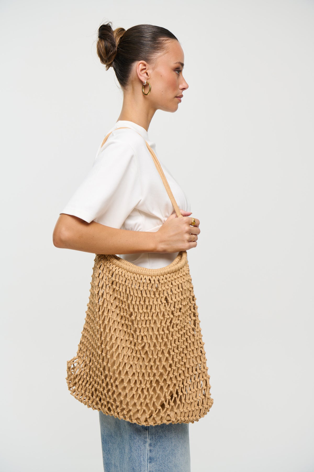 Knotted Net Shoulder Bag Natural