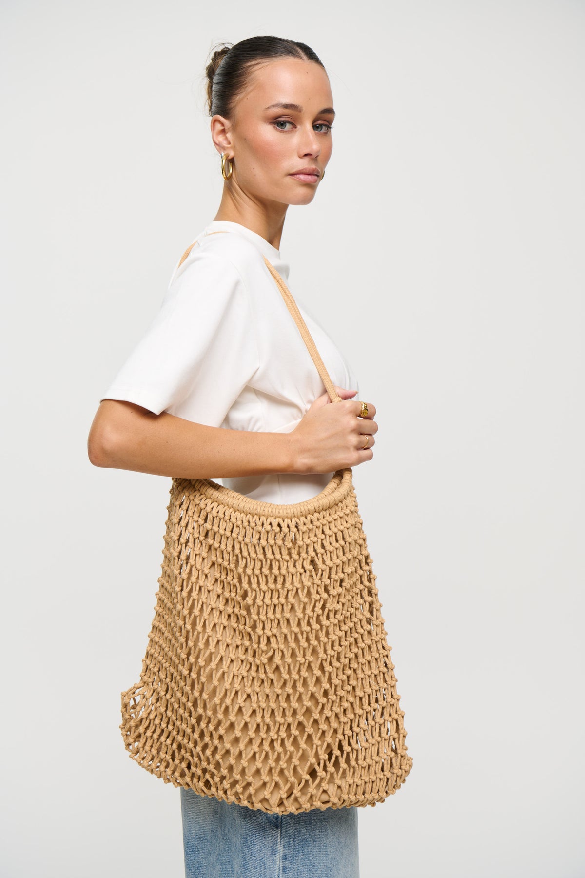 Knotted Net Shoulder Bag Natural