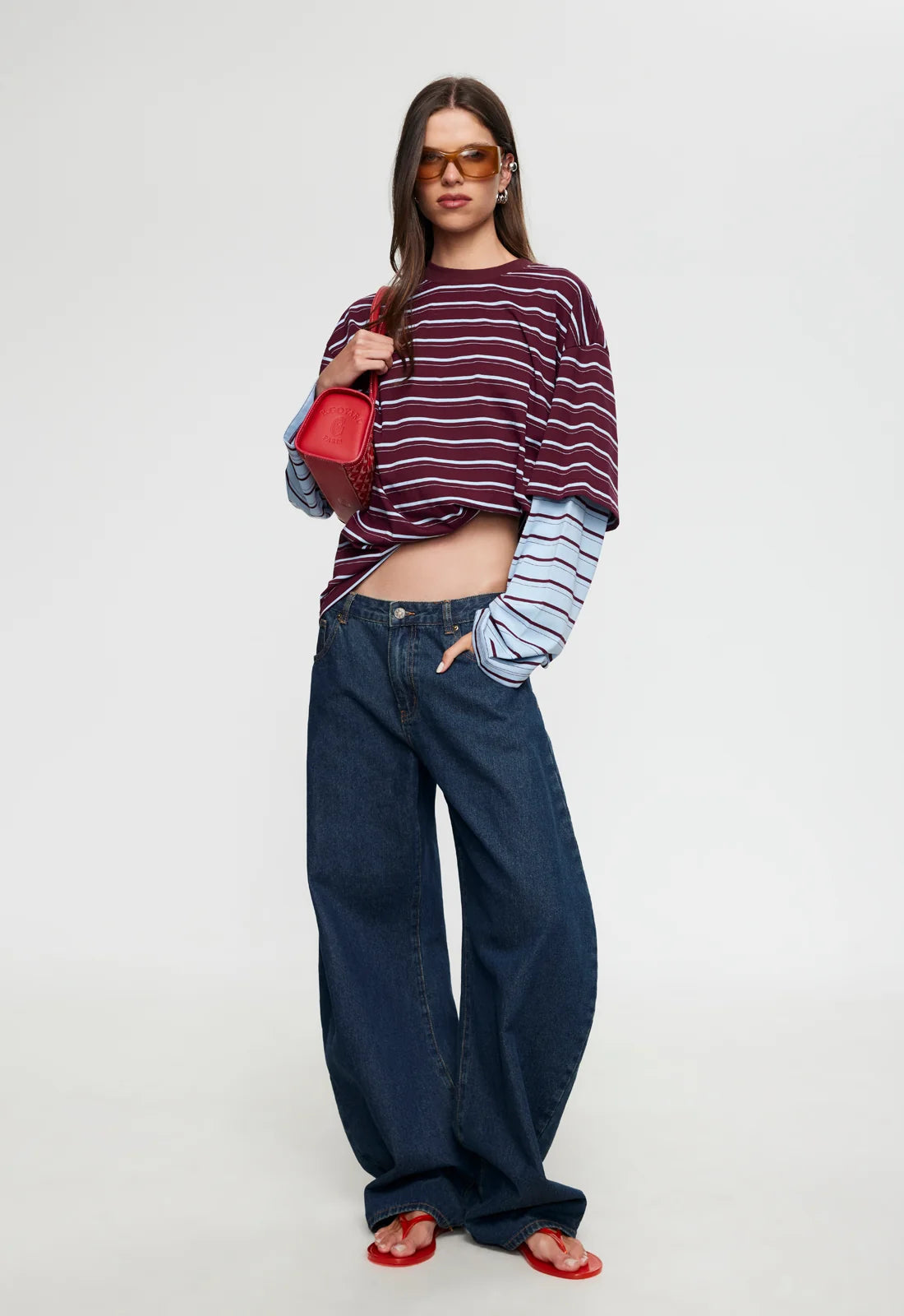 Bottega Shirt Burgundy Sky Stripe