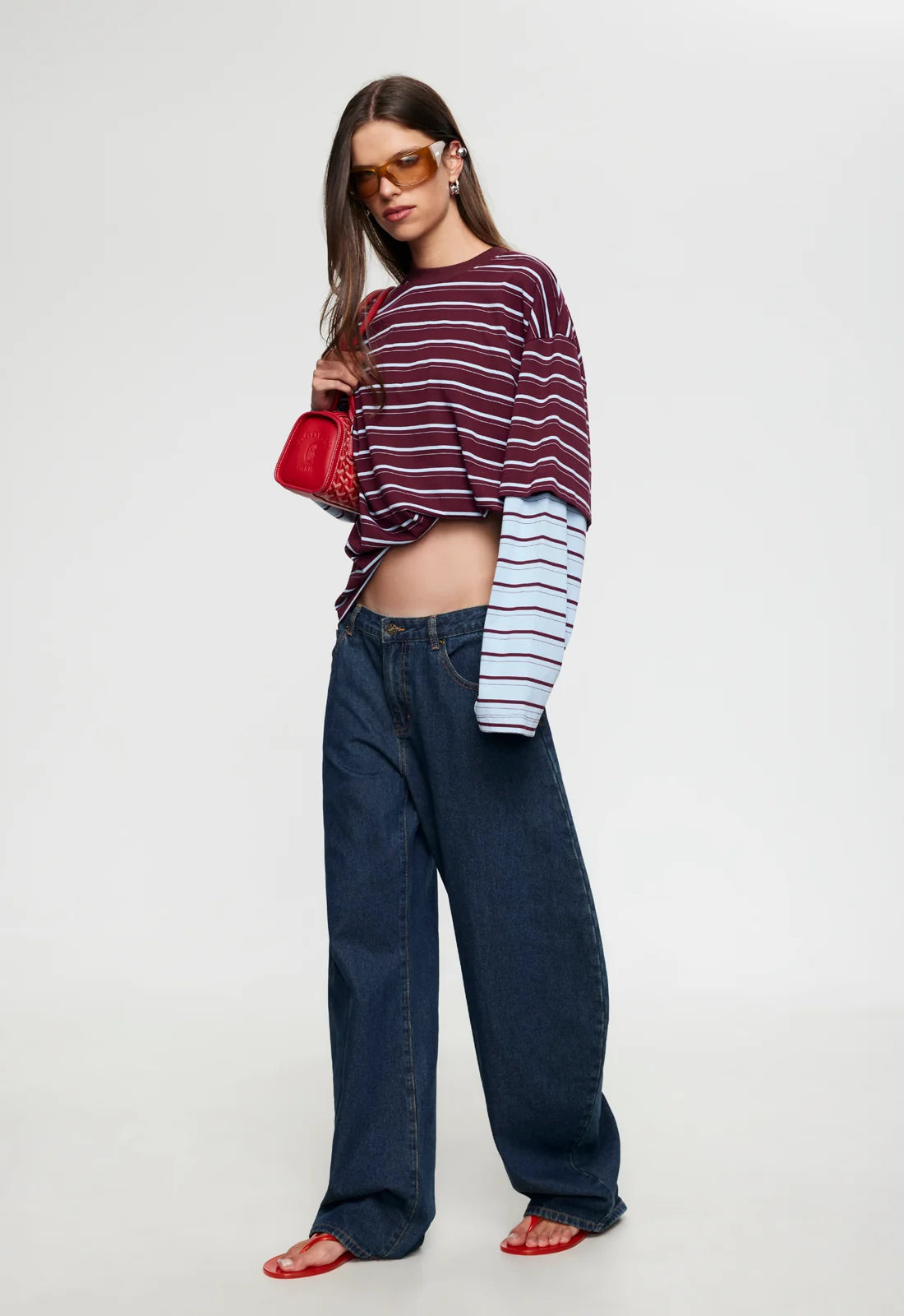 Bottega Shirt Burgundy Sky Stripe