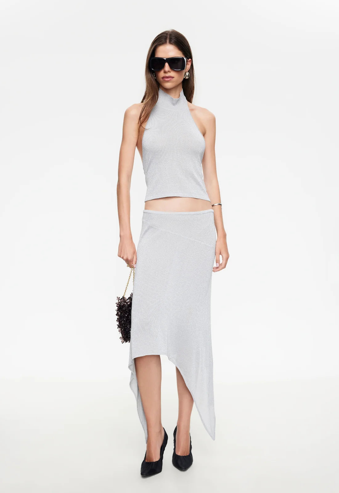 Trophy Midi Skirt Silver