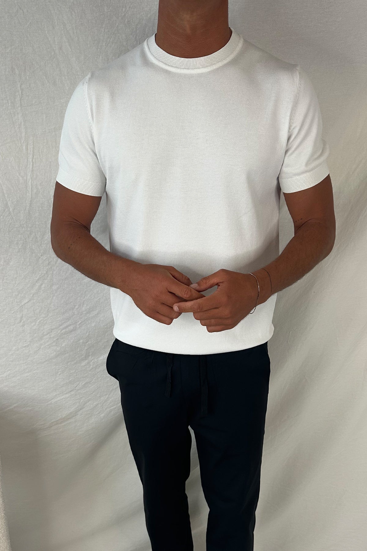 Nigel Fitted Knitted Tee White