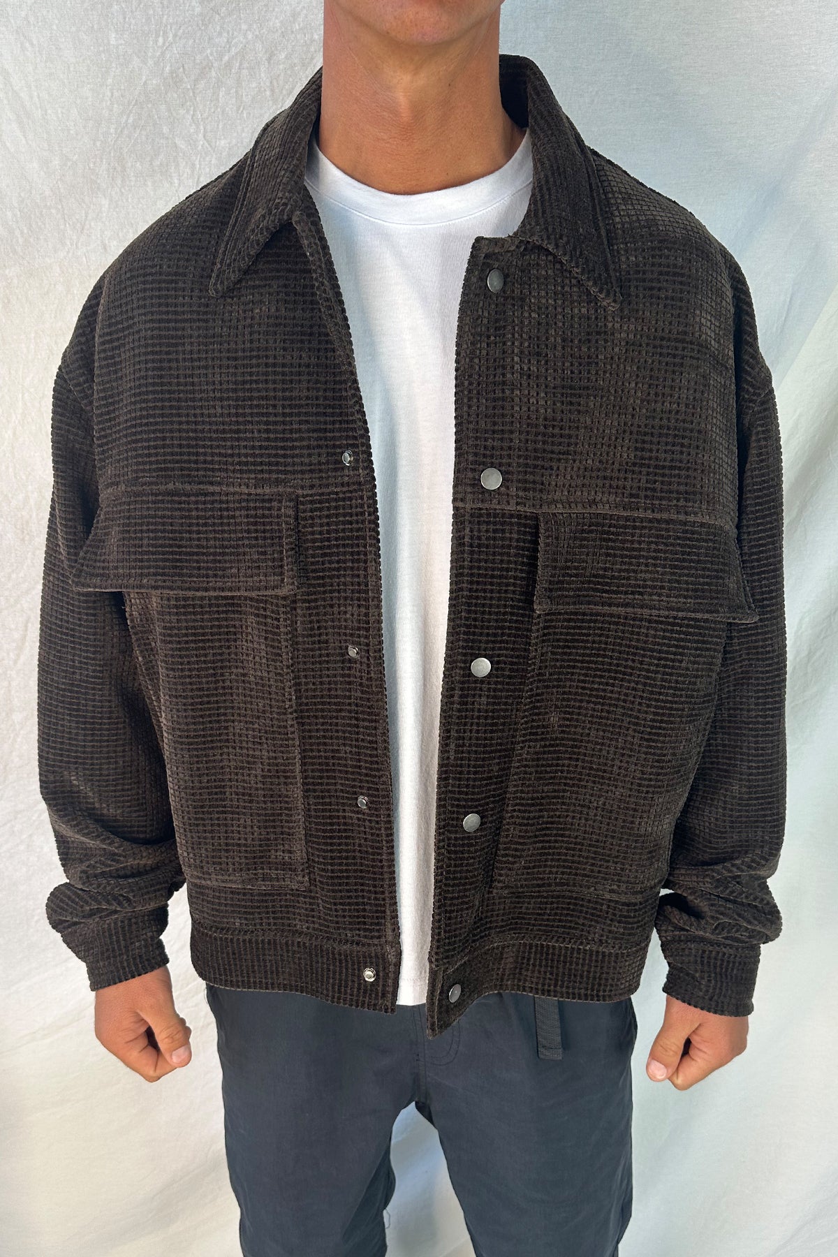 Texture Drop Sleeve Jacket Choc