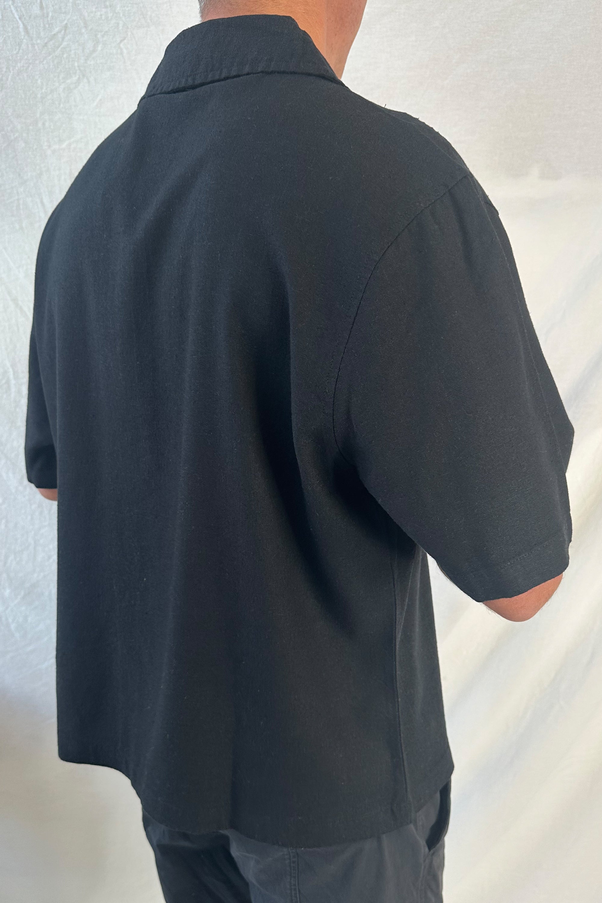 Raf Cropped Shirt Linen Black