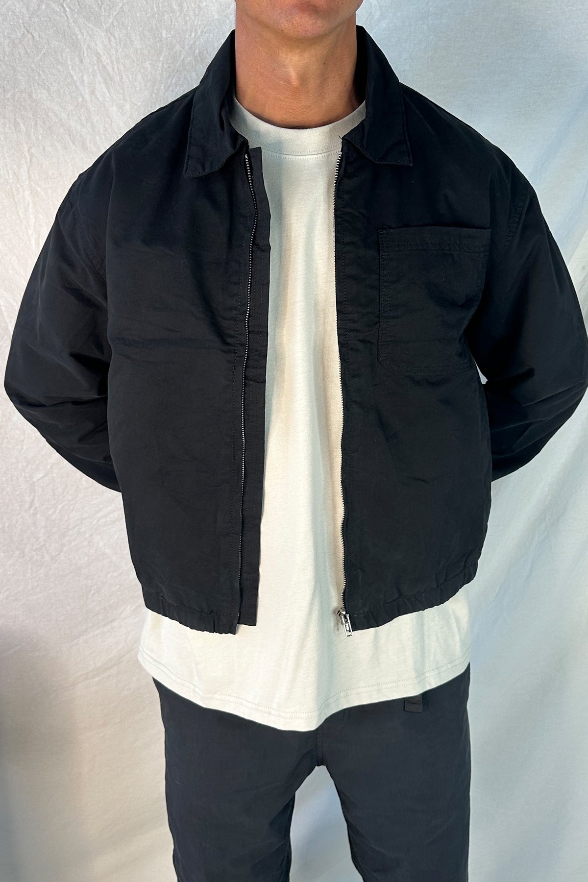 Charlie Soft Cotton Bomber Black
