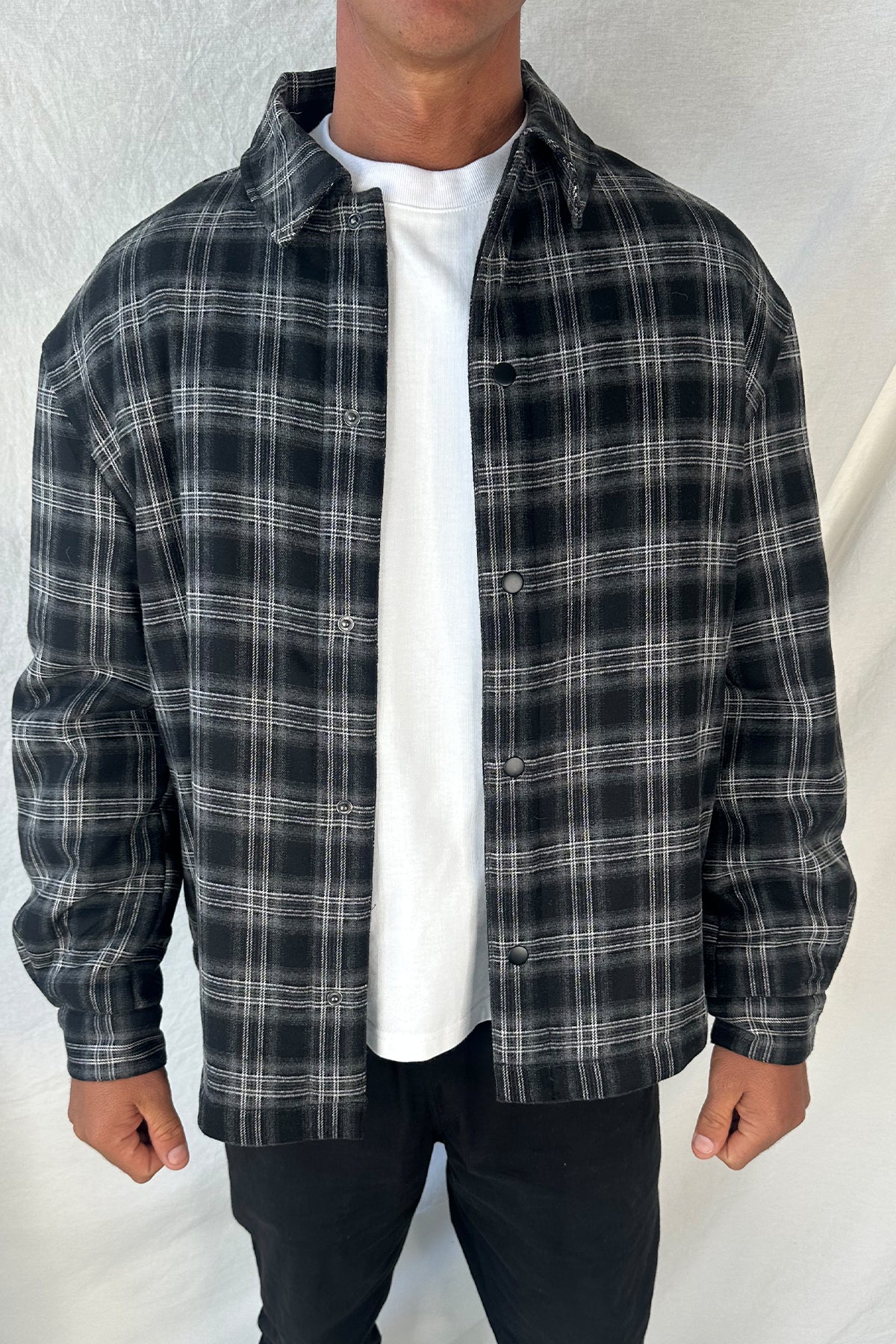 Check Trucker Jacket Black