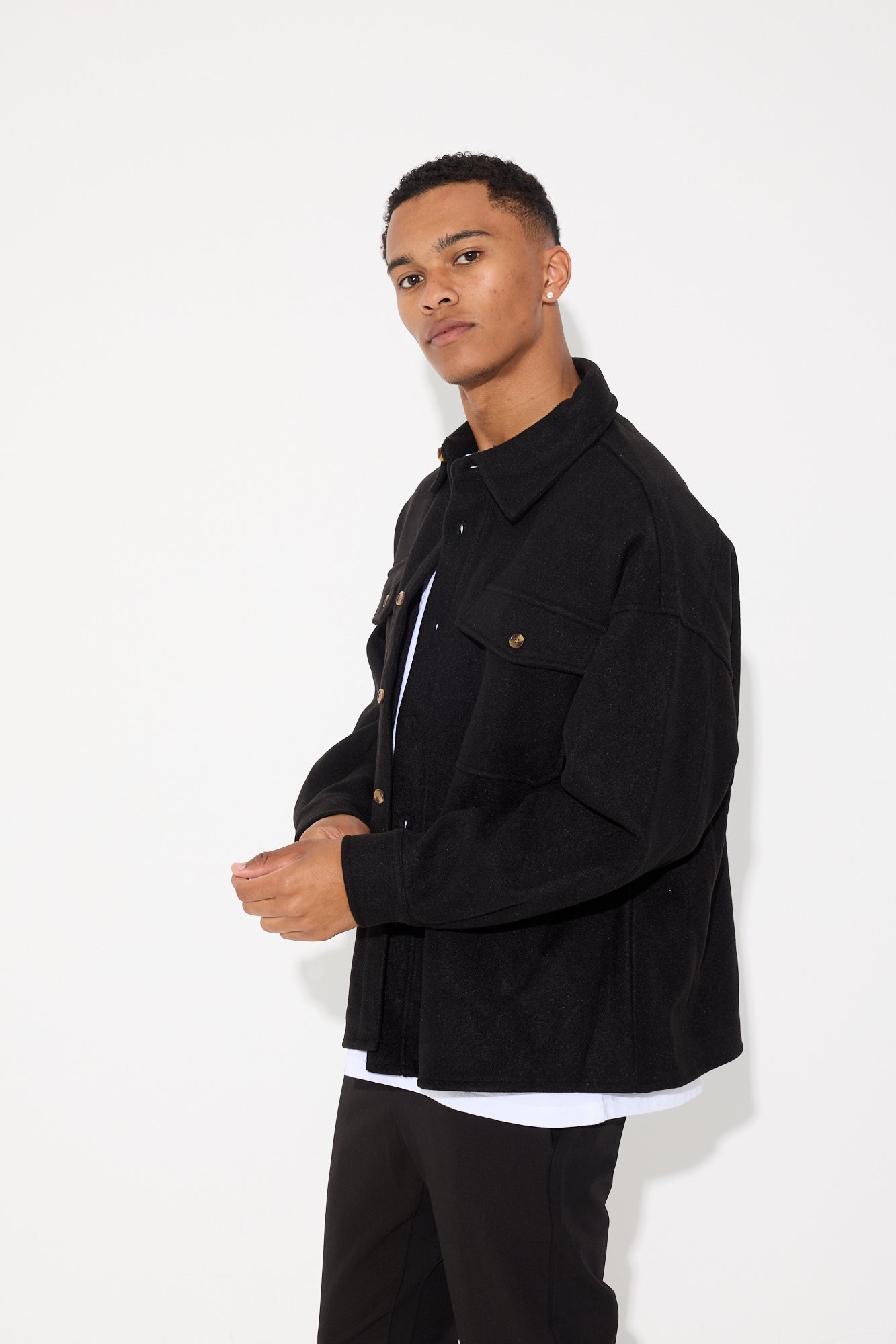 Heavyweight Box Overshirt Black