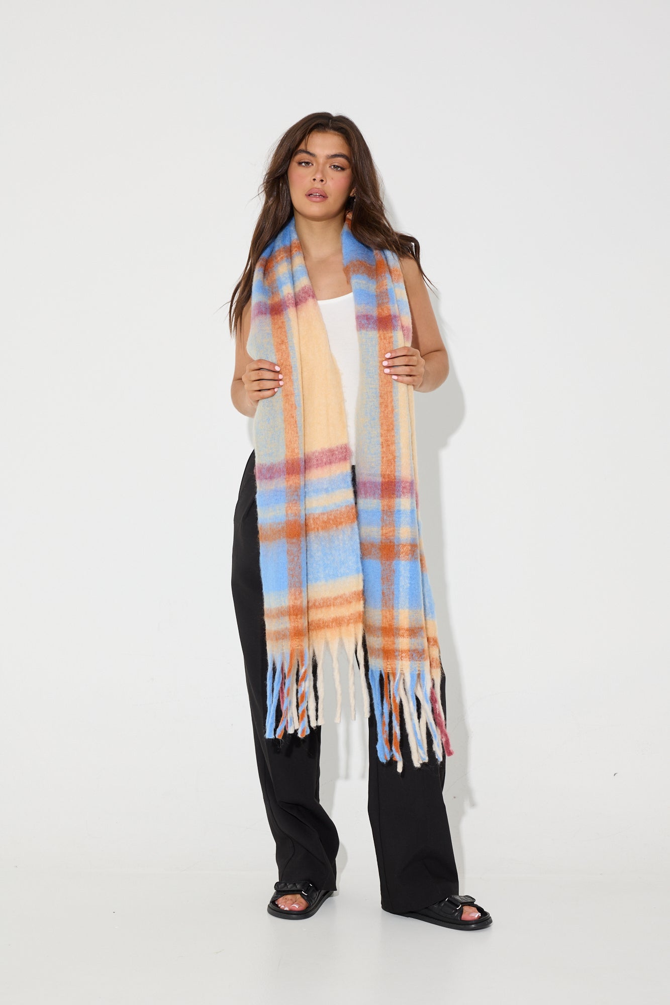 Wanda Plaid Fluffy Scarf