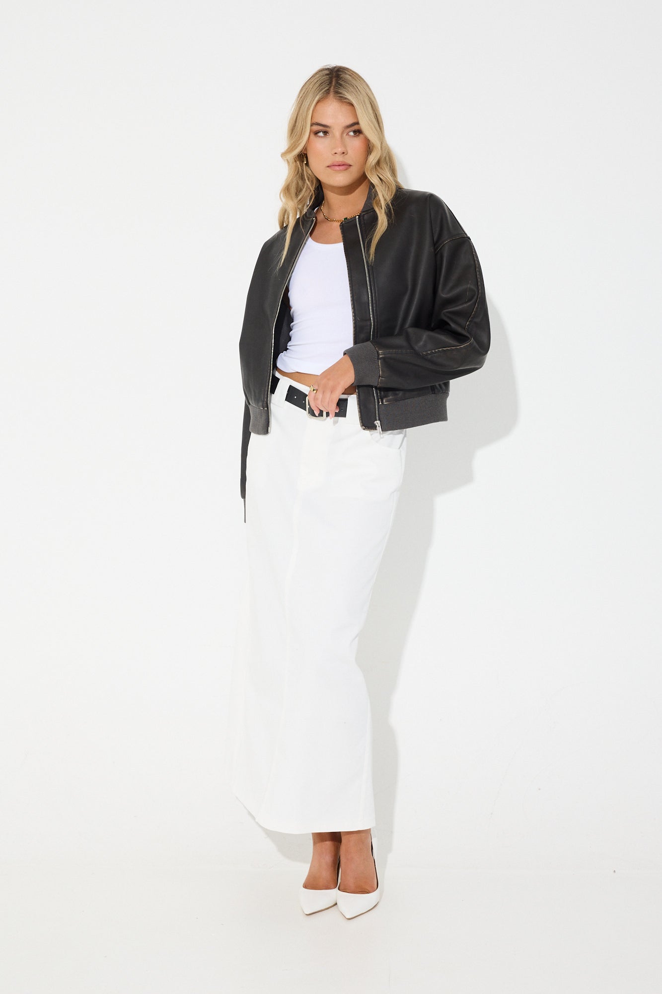 Addison Faux Leather Bomber