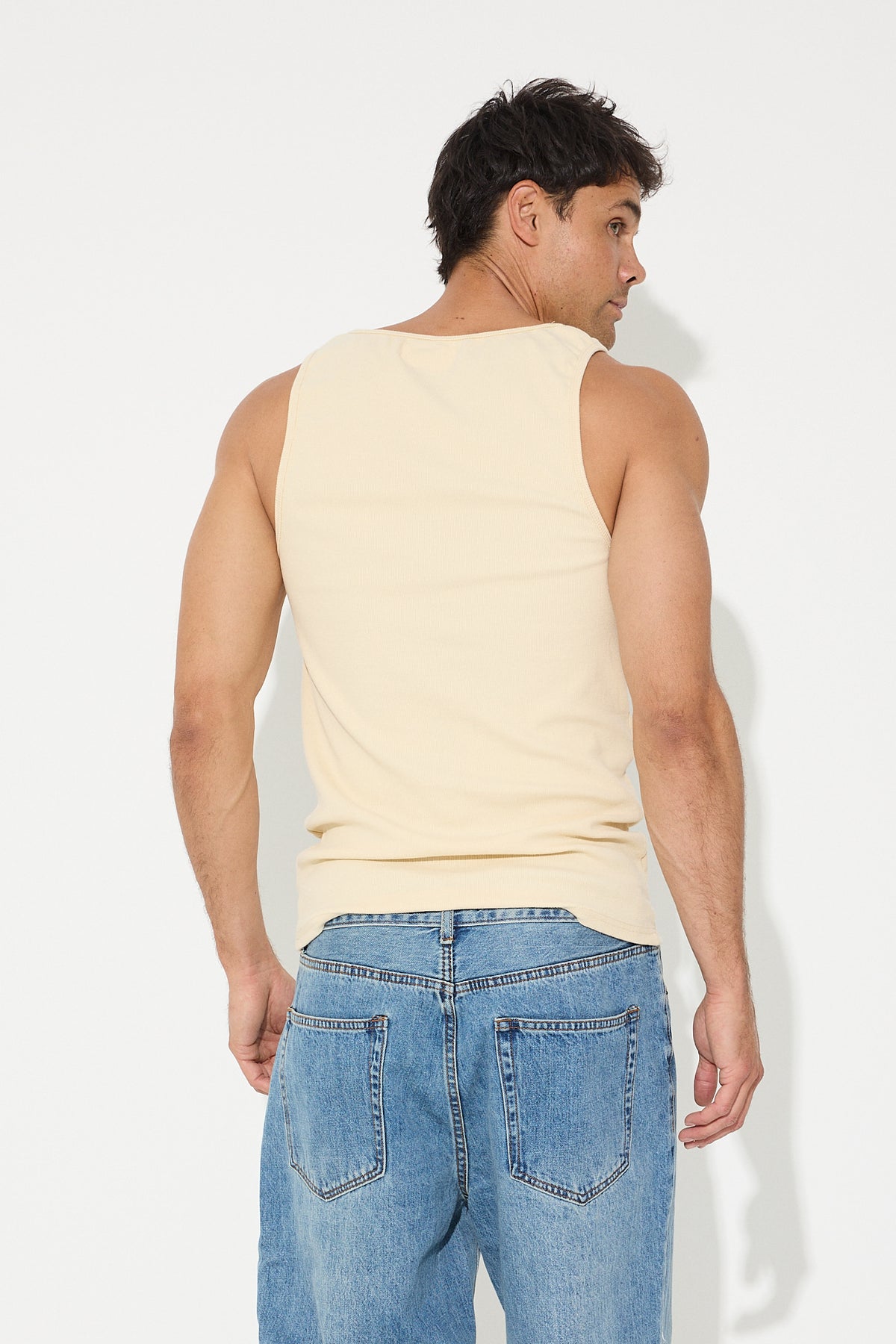 NTH Fitted Ribbed Tank Beige - FINAL SALE
