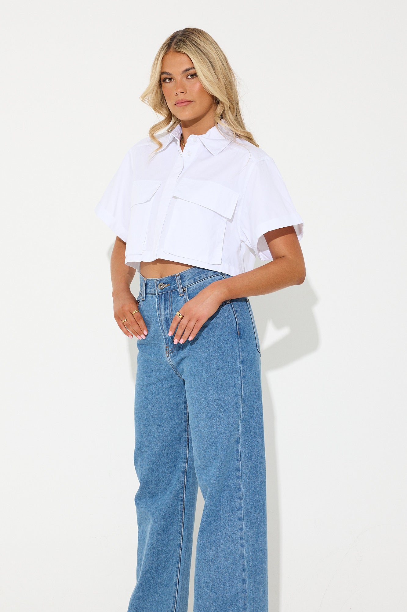 Sophia Cropped Shirt White