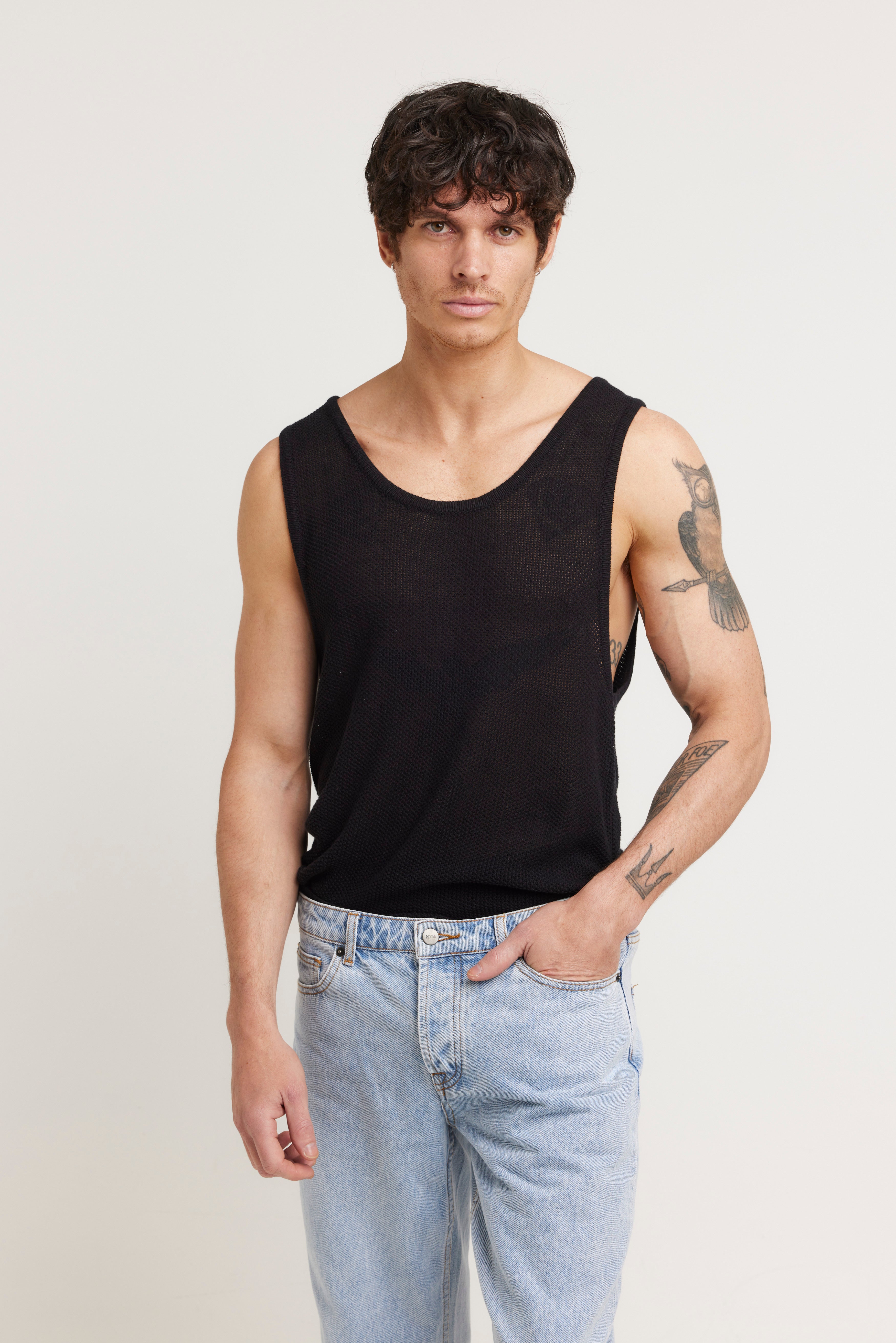 Dan Fine Knit Tank Black - FINAL SALE