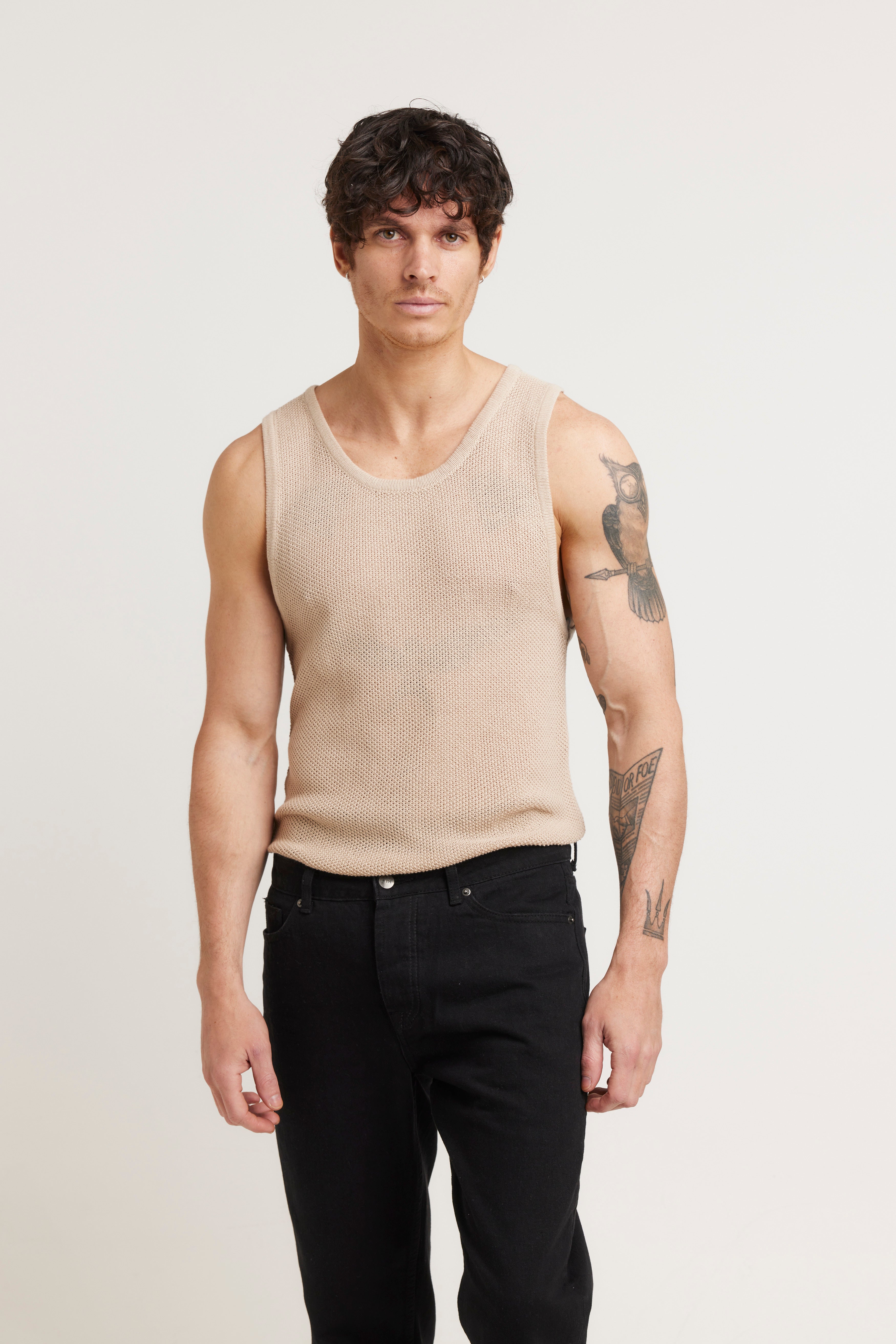 Dan Fine Knit Tank Oat - FINAL SALE