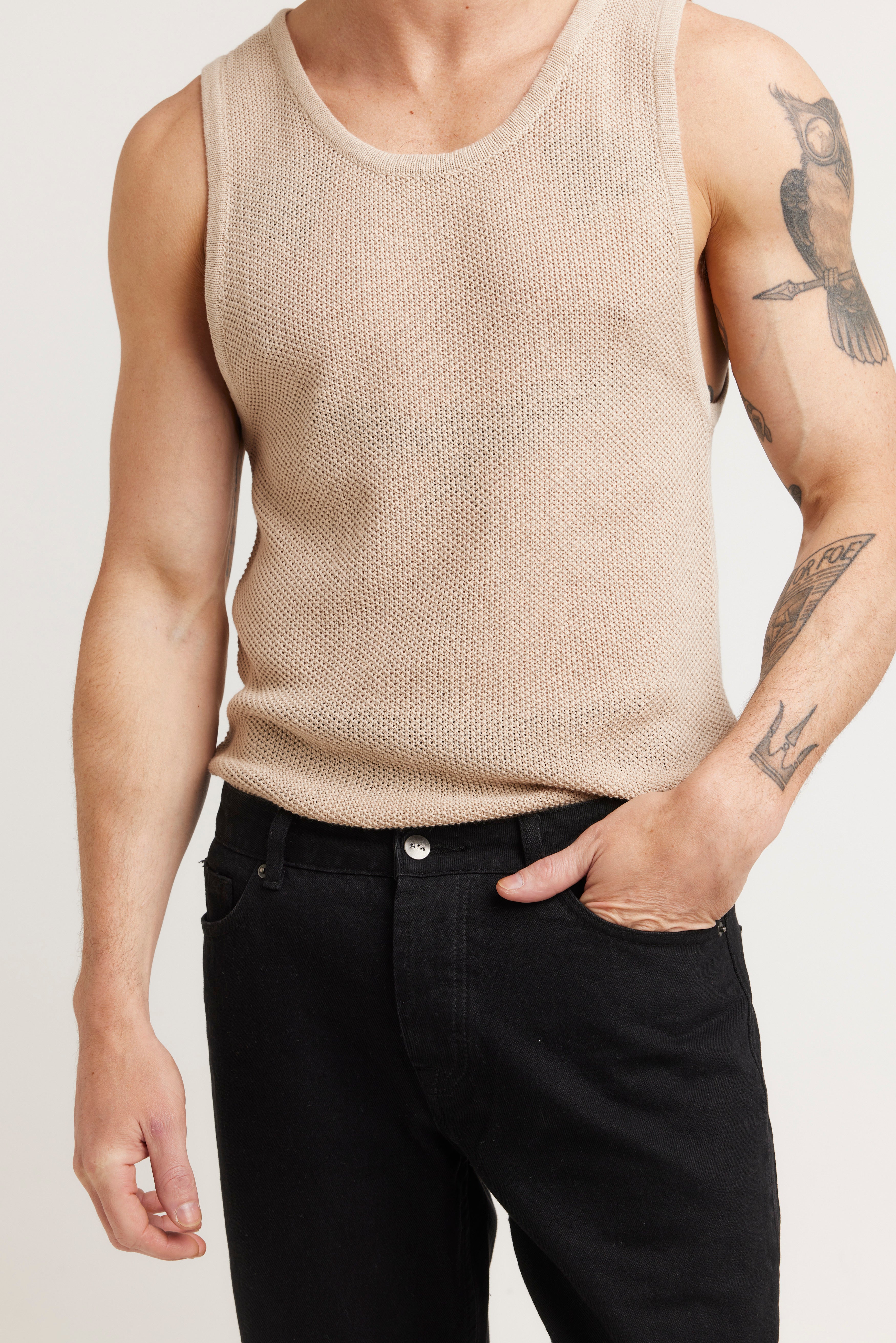 Dan Fine Knit Tank Oat - FINAL SALE