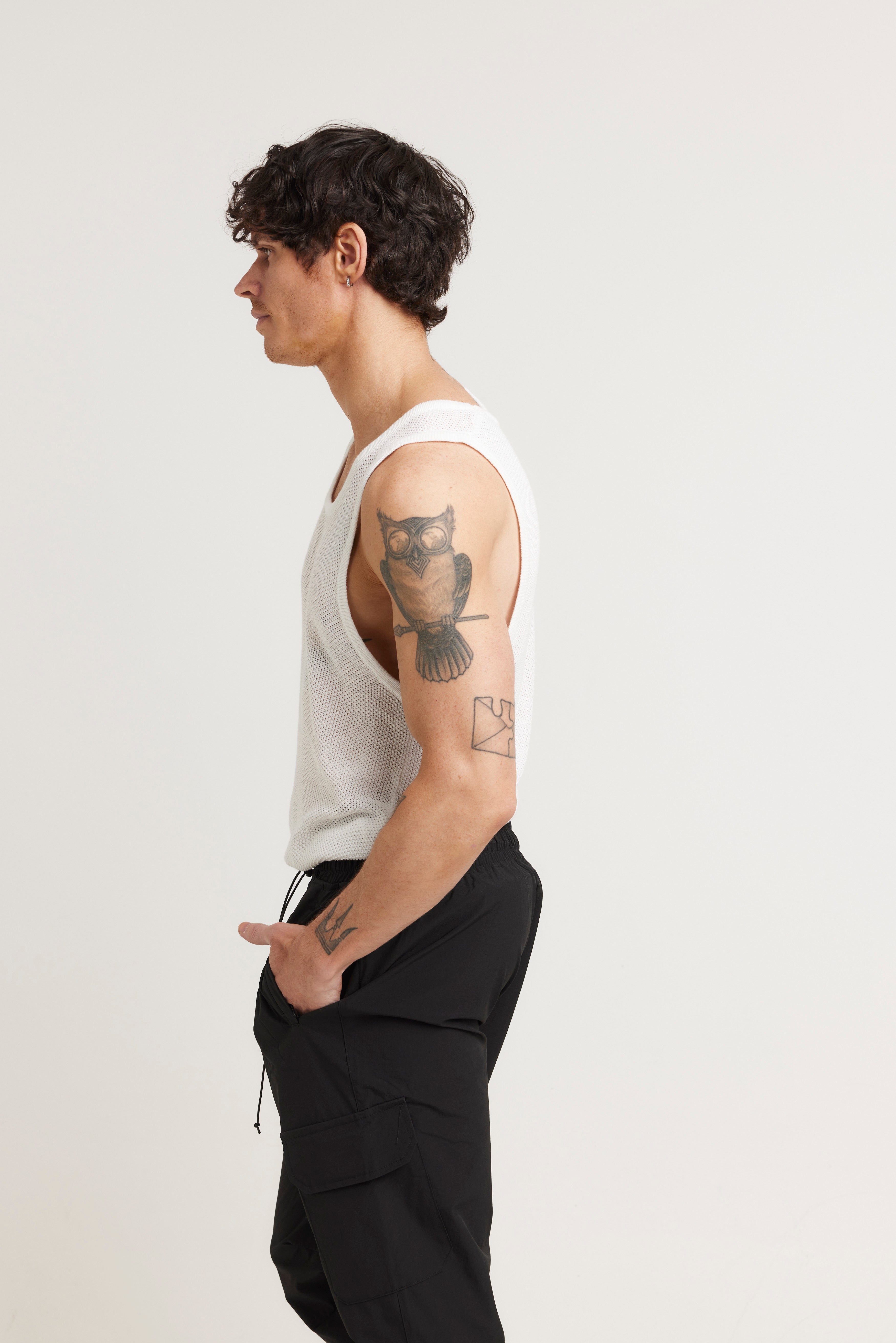 Dan Fine Knit Tank White - FINAL SALE