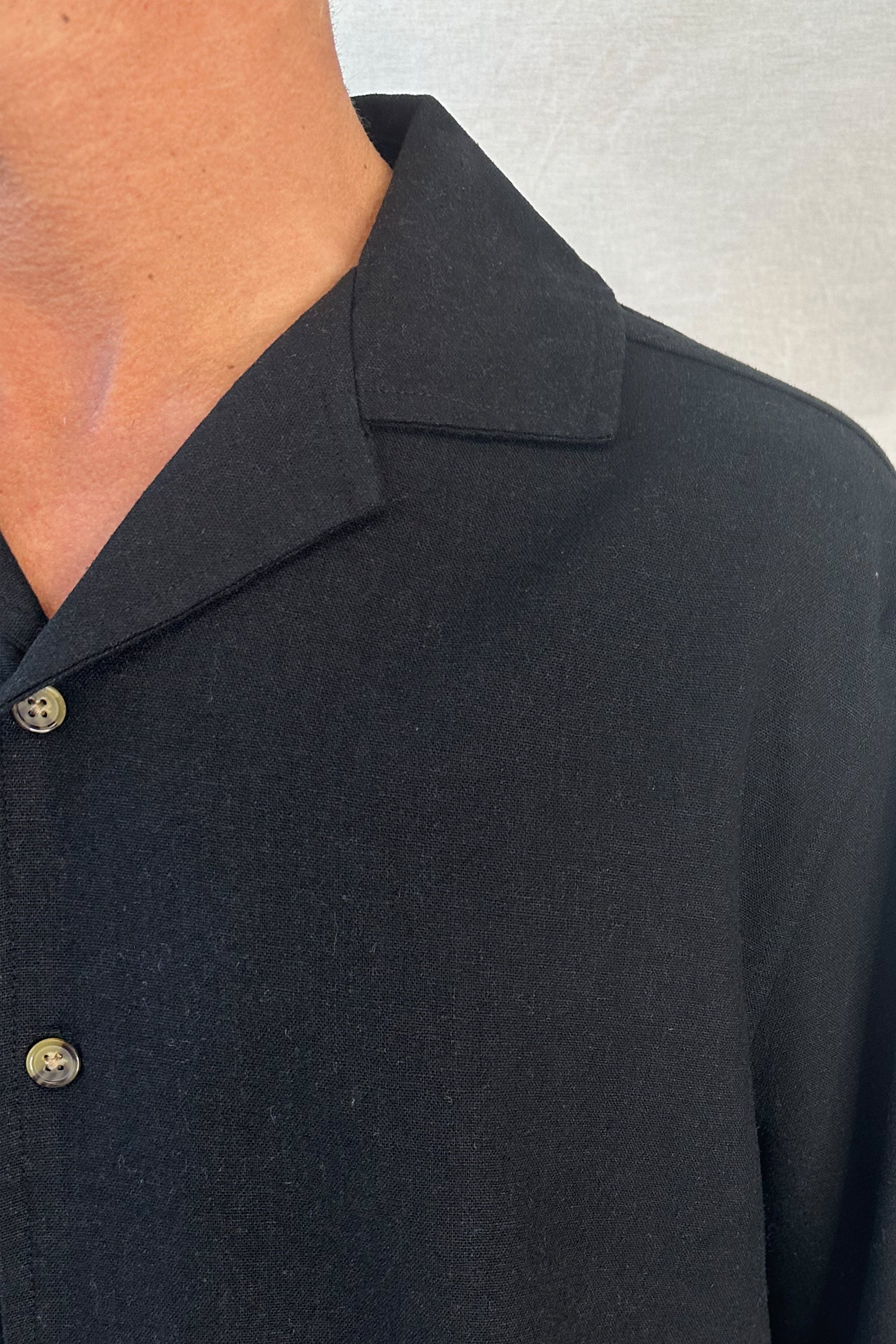 Raf Cropped Shirt Linen Black