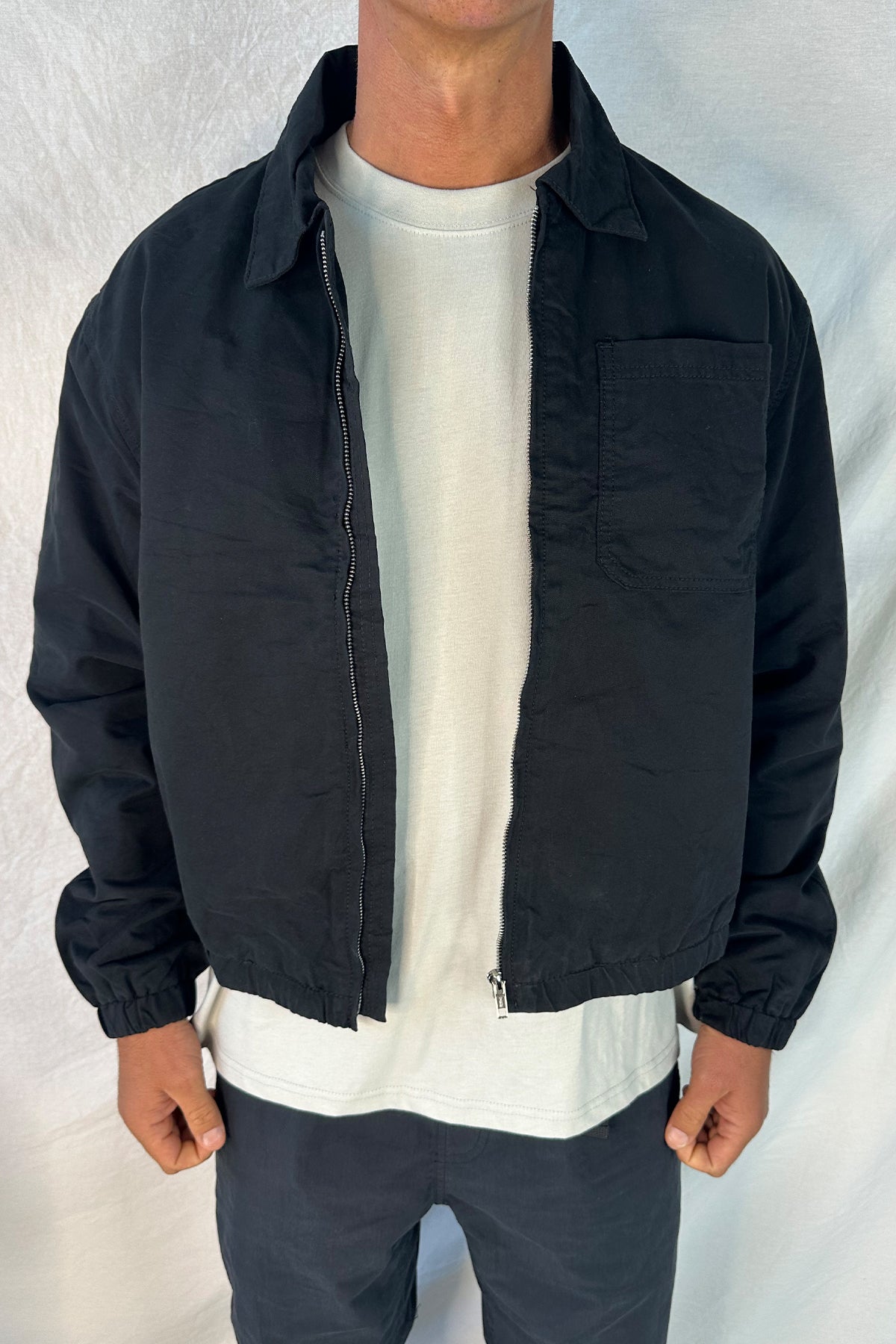 Charlie Soft Cotton Bomber Black