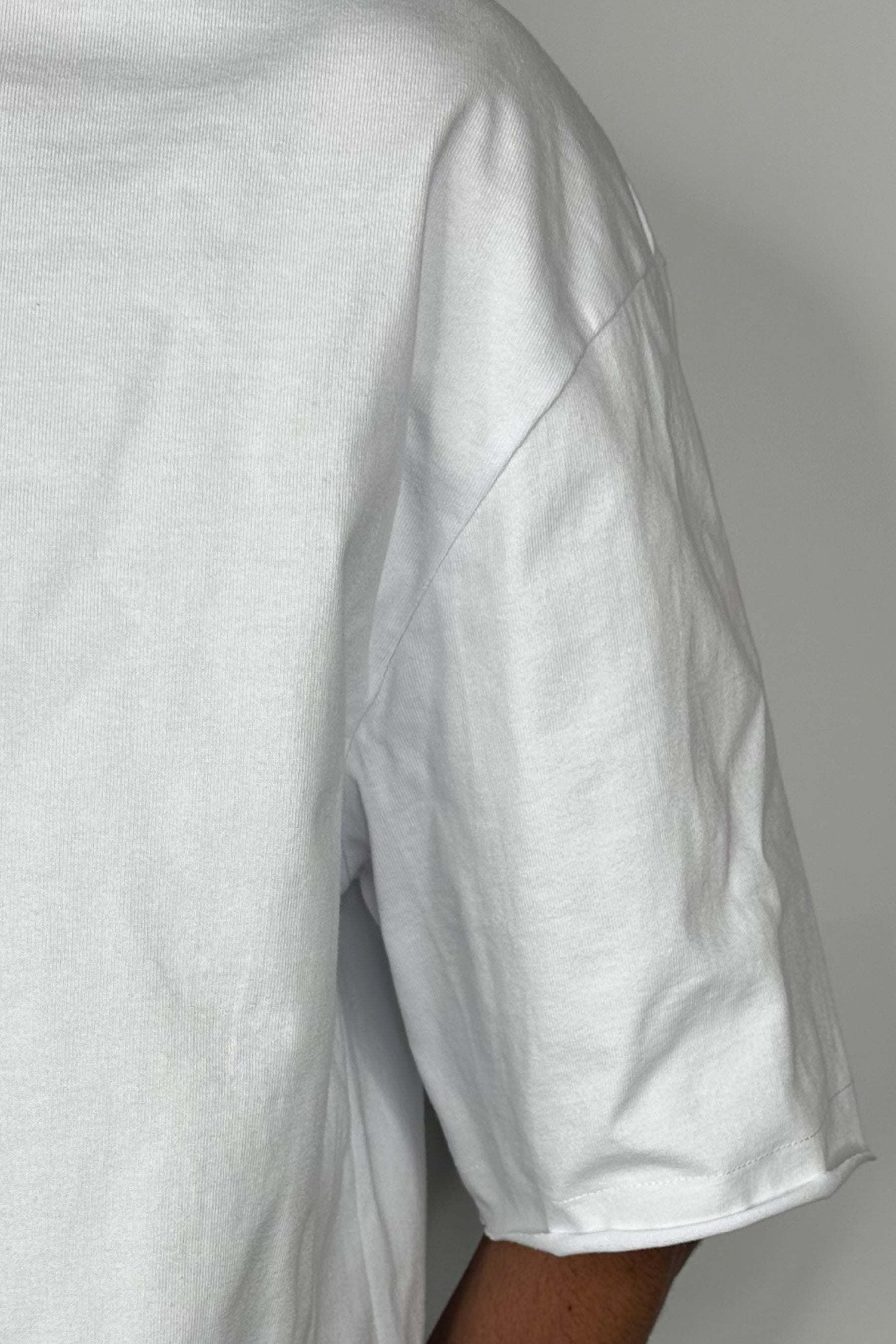 Raw Hem Crew Neck Tee White