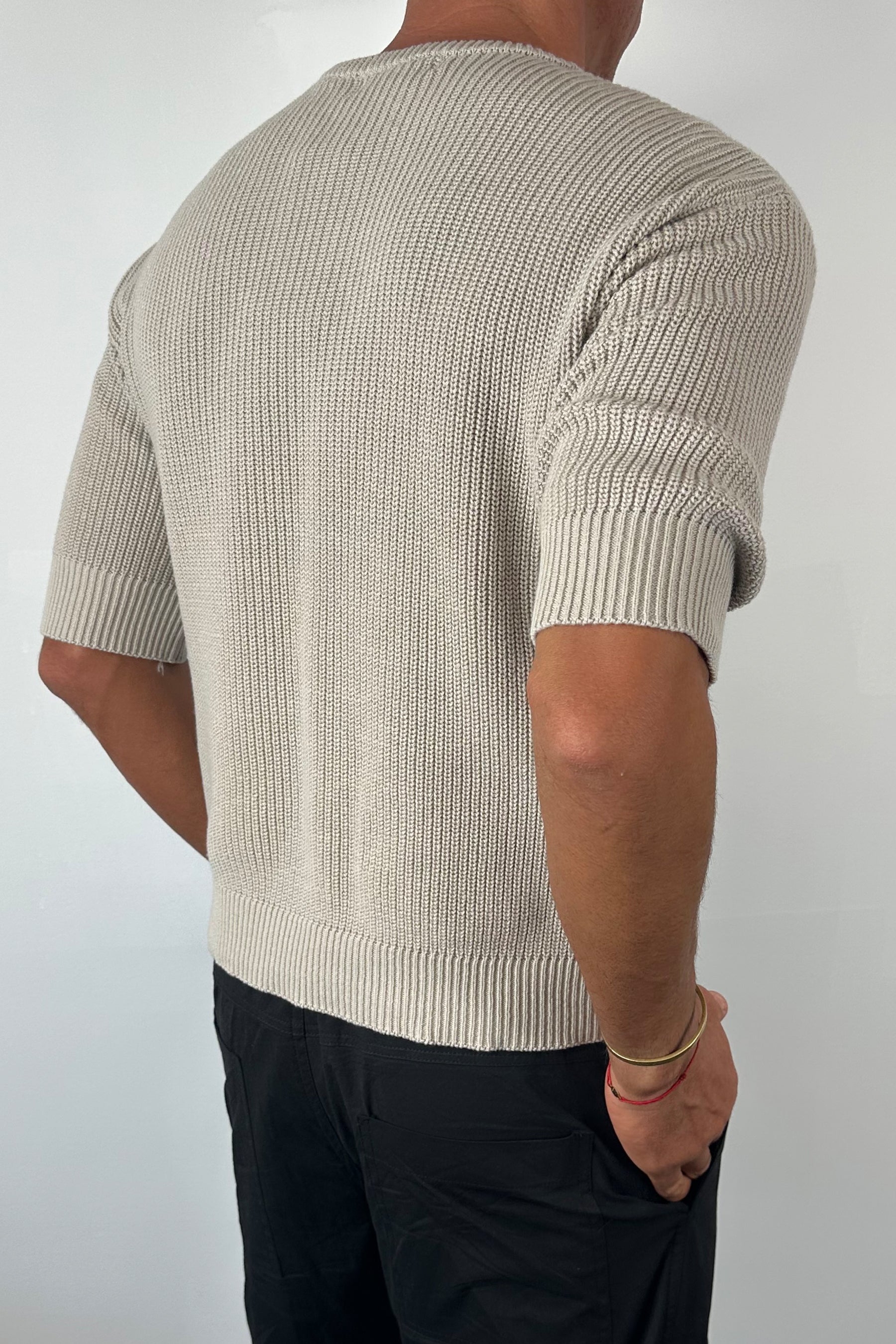 Drop Sleeve Knitted Tee Stone