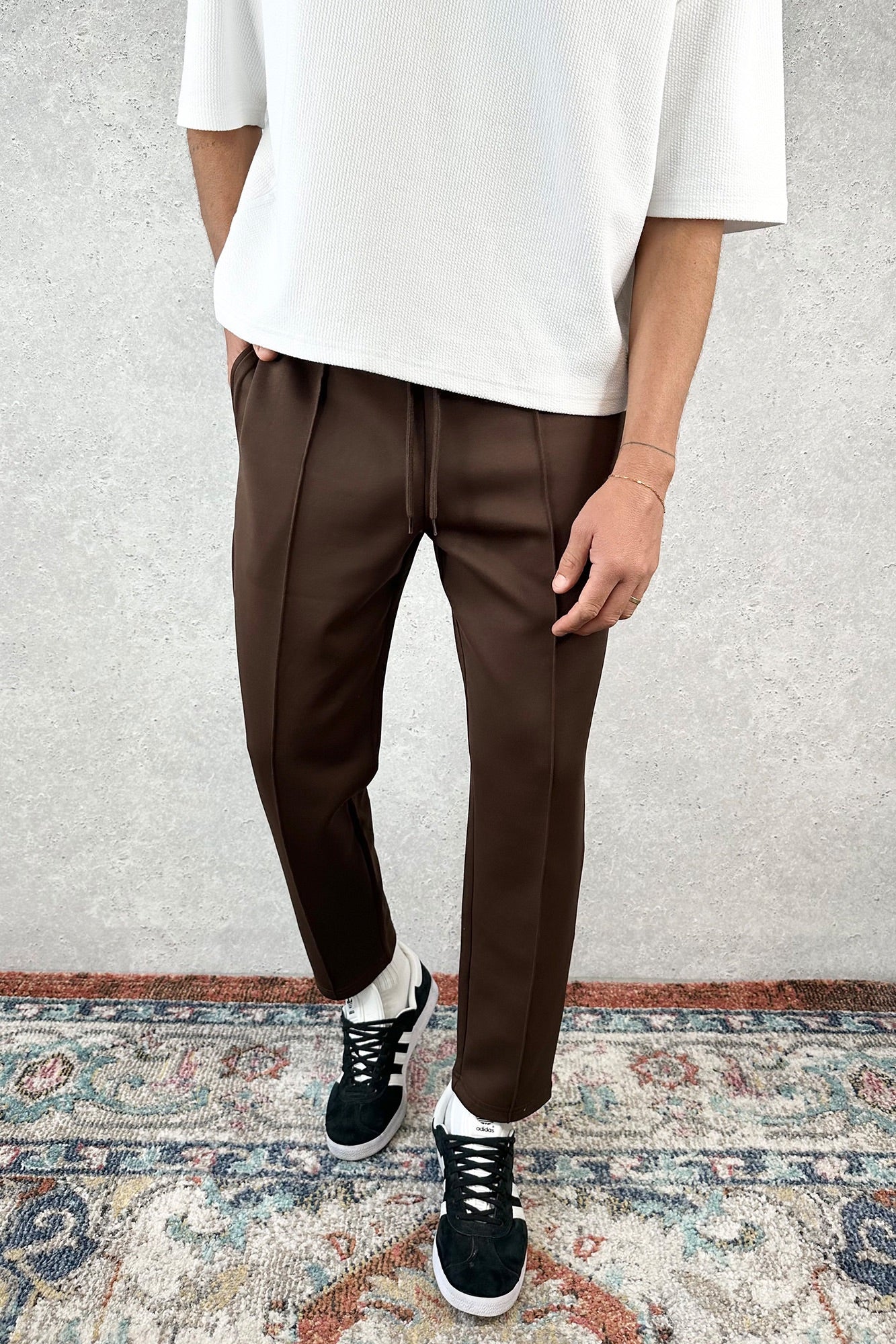 Pleat Track Pant Choc - FINAL SALE