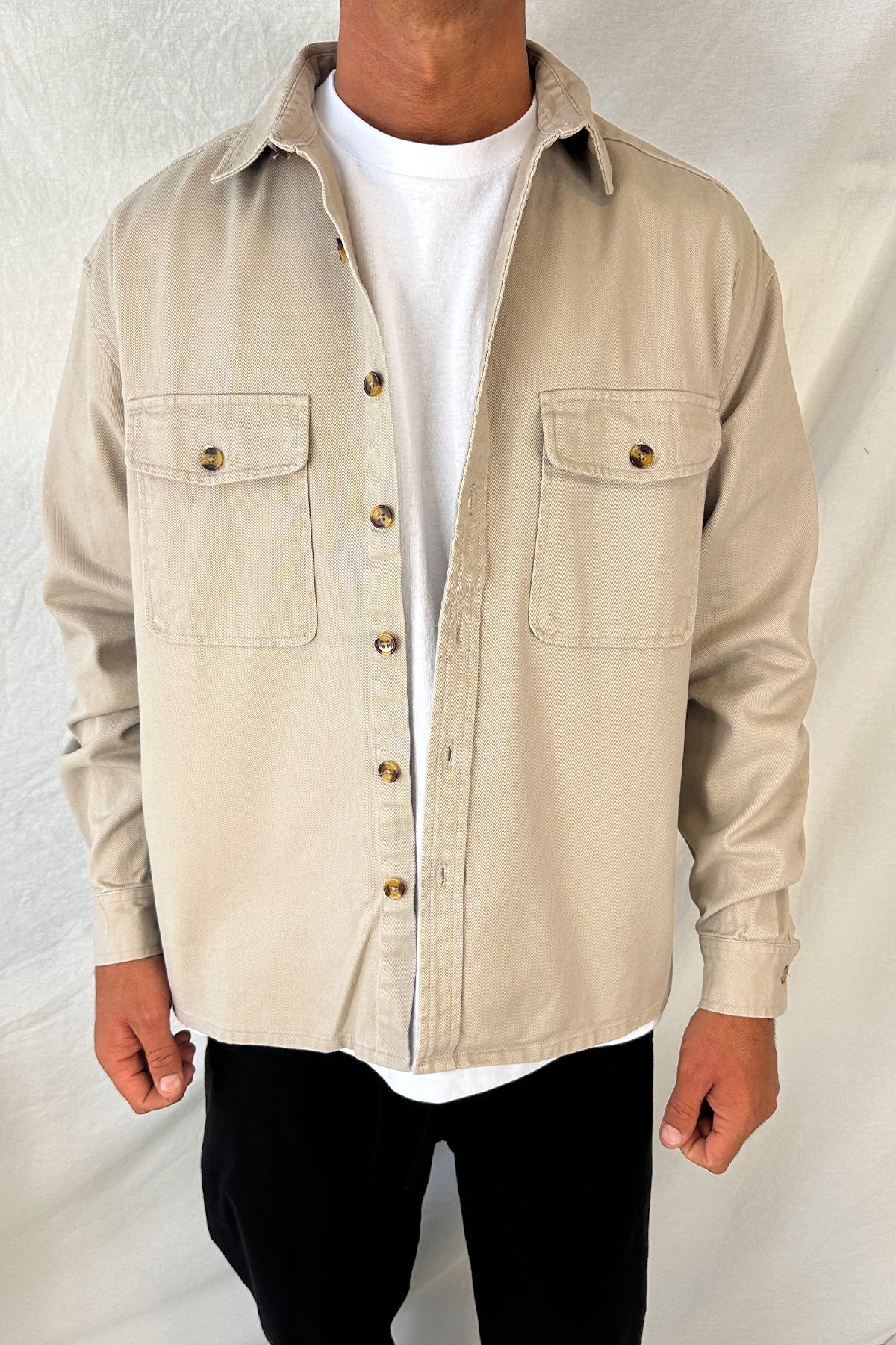 Mike Cotton Drill Shacket Tan