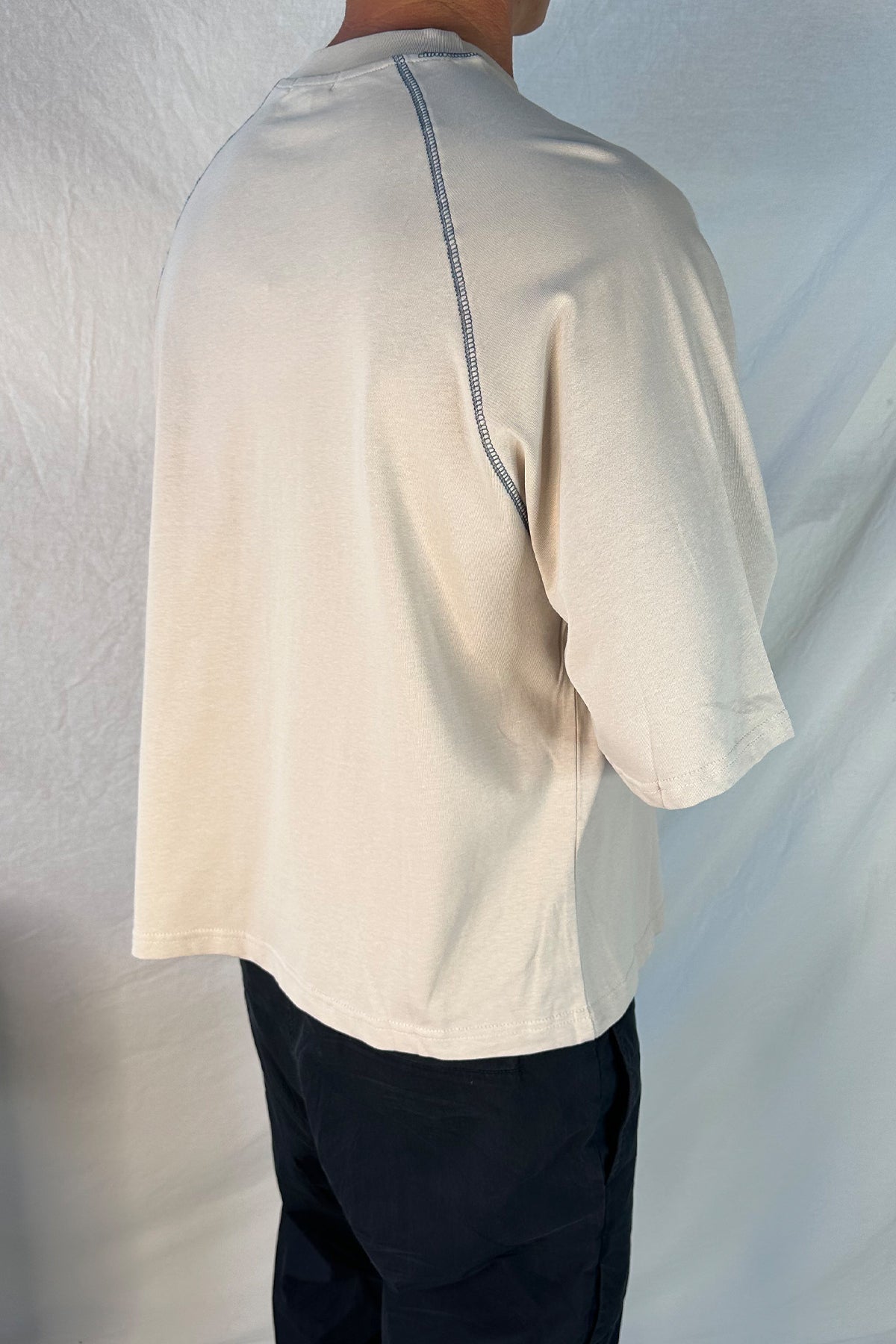 Contrast Stitch Raglan Tee Stone