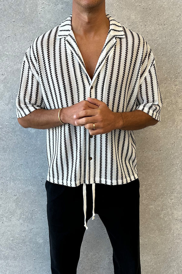 Raf Cropped Shirt Stripe White - FINAL SALE