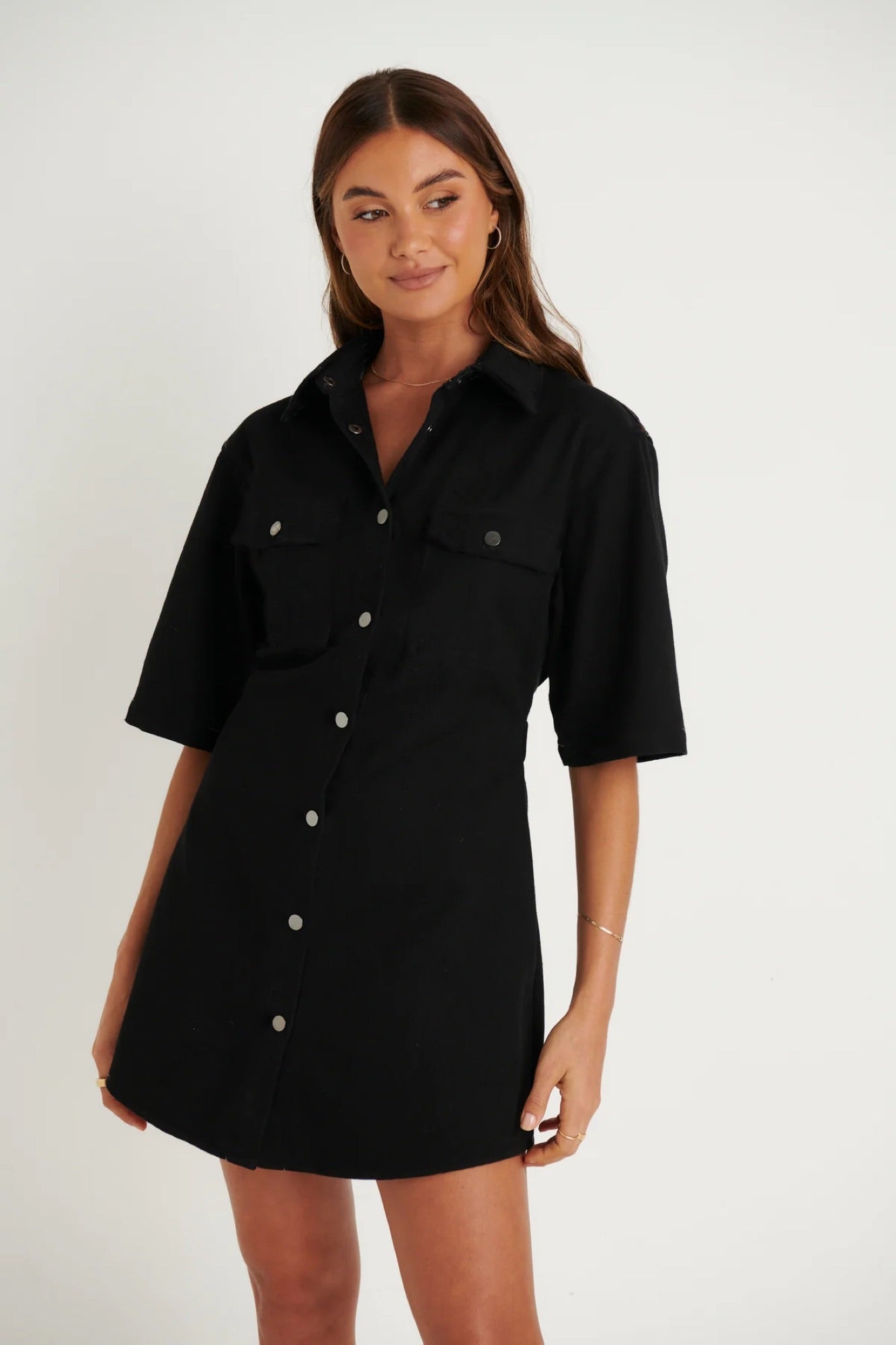 Kaneisha Denim Dress Black