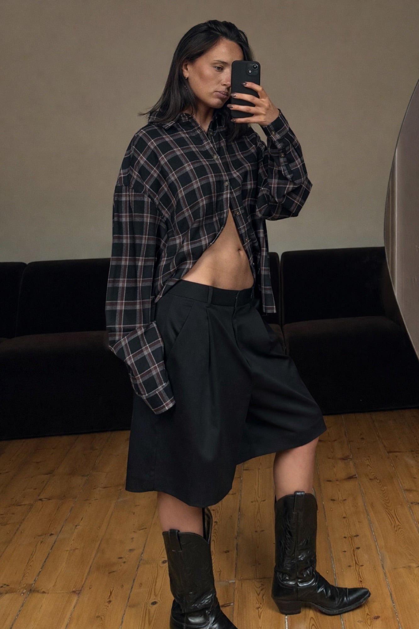 Unisex Brooklyn Check Shirt Black